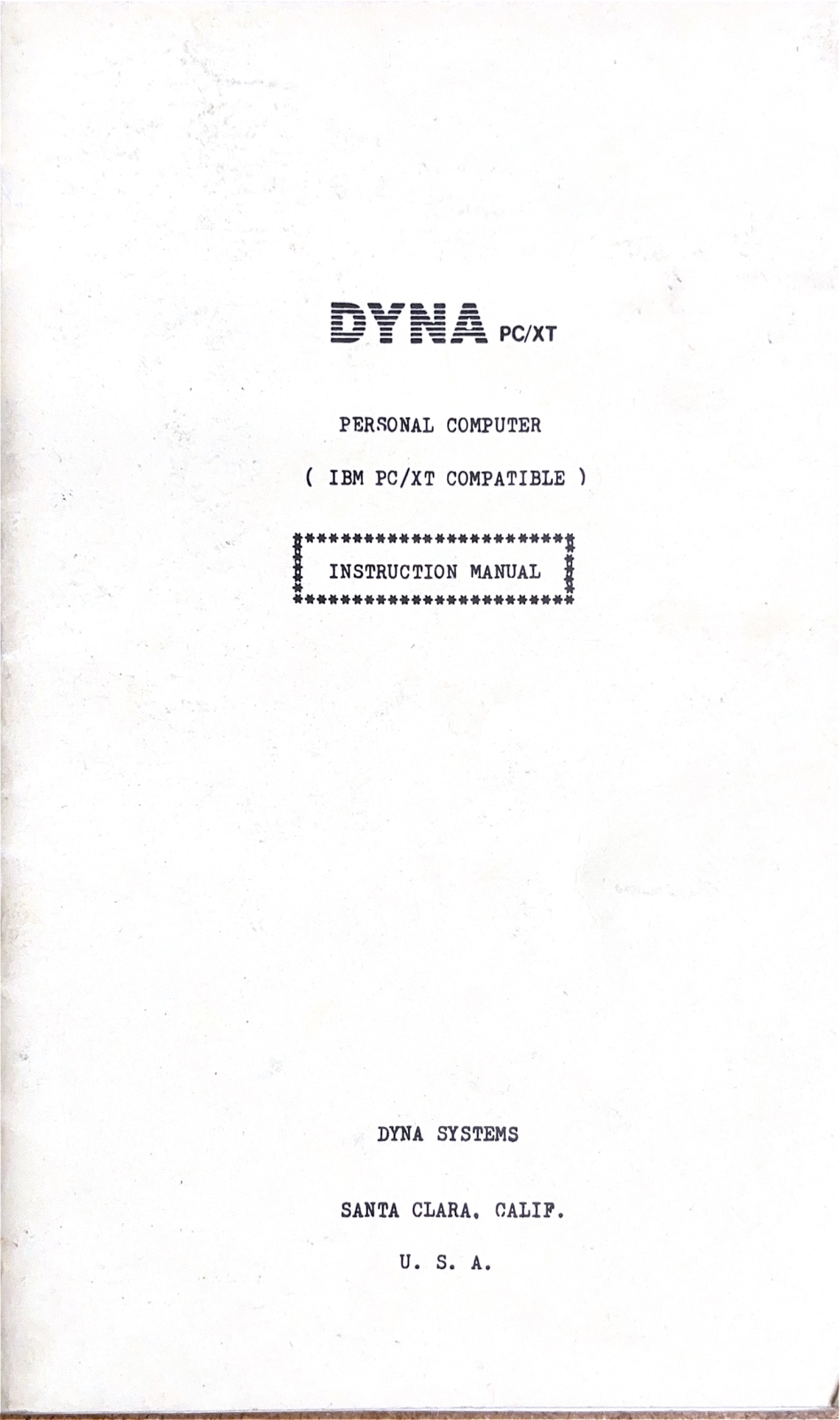 DYNA PC/XT User Manual - ManualMachine.com
