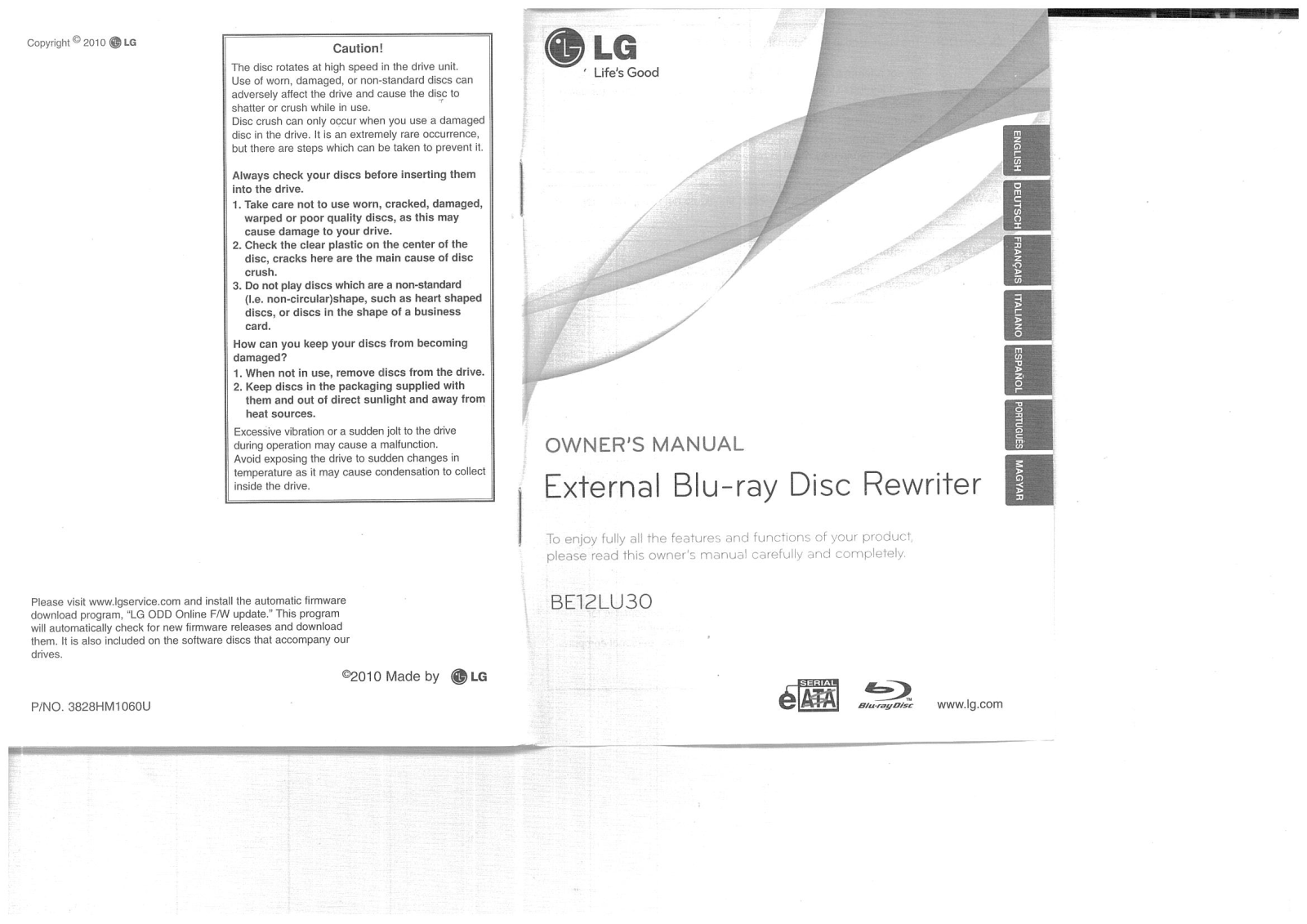 LG Electronics BE12LU30 OWNER’S MANUAL