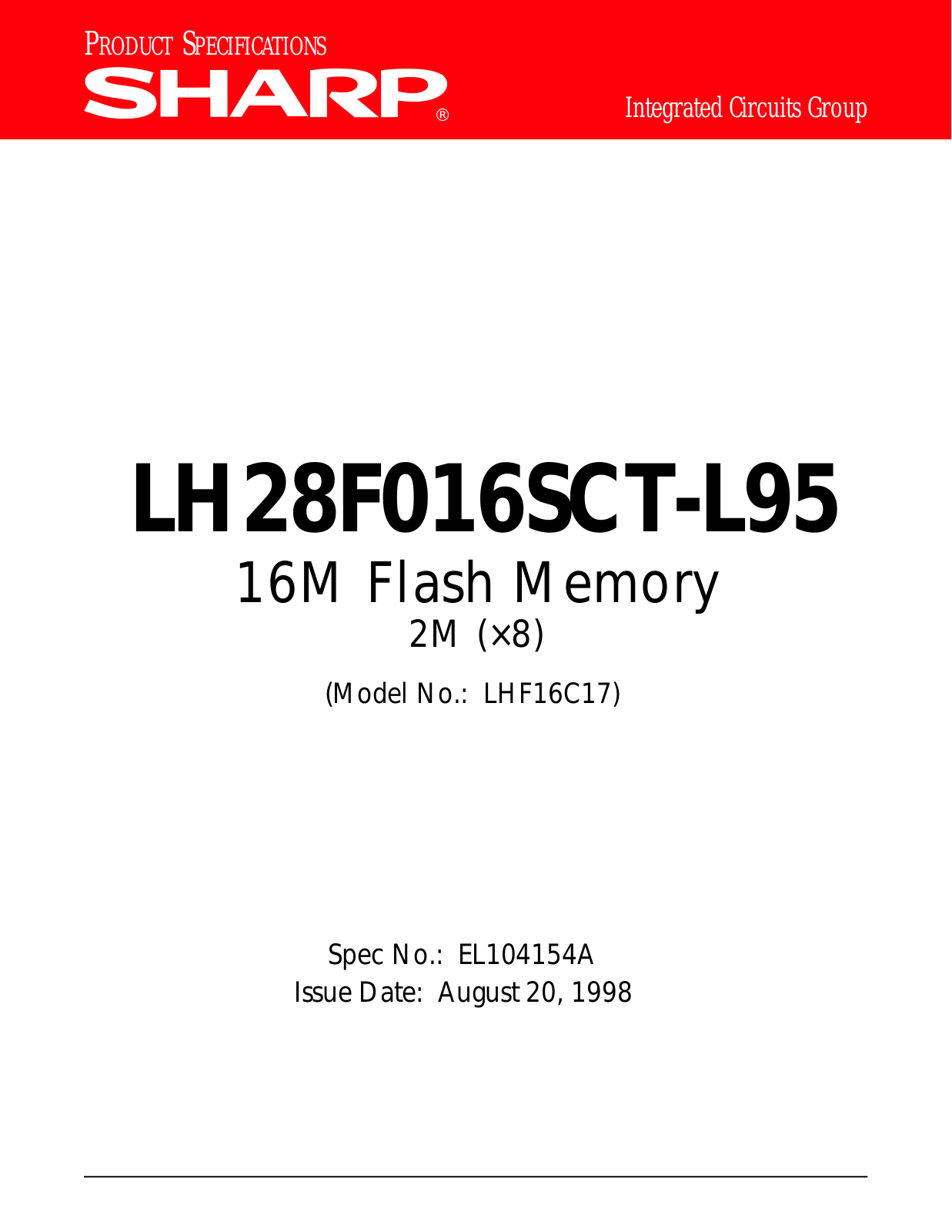 Sharp LH28F016SCT-L95 Datasheet