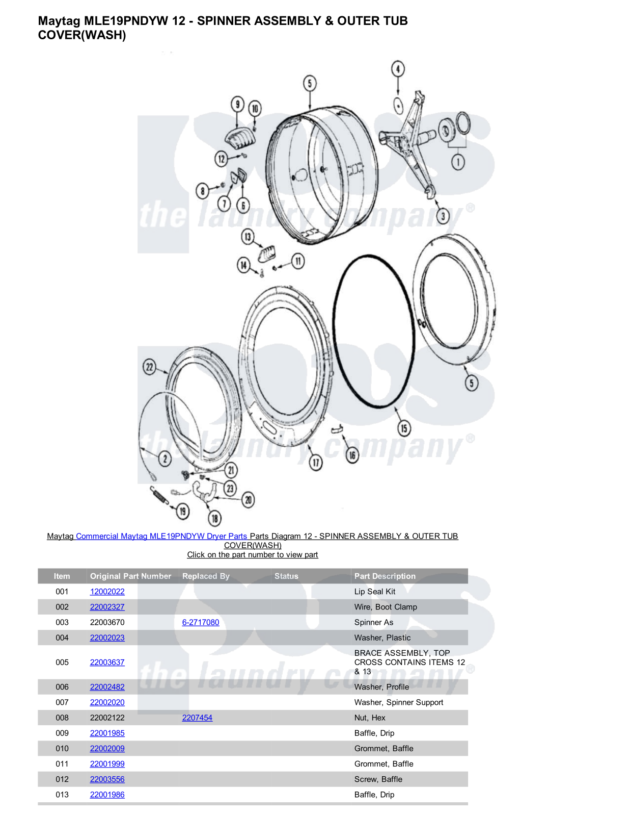 Maytag MLE19PNDYW Parts Diagram