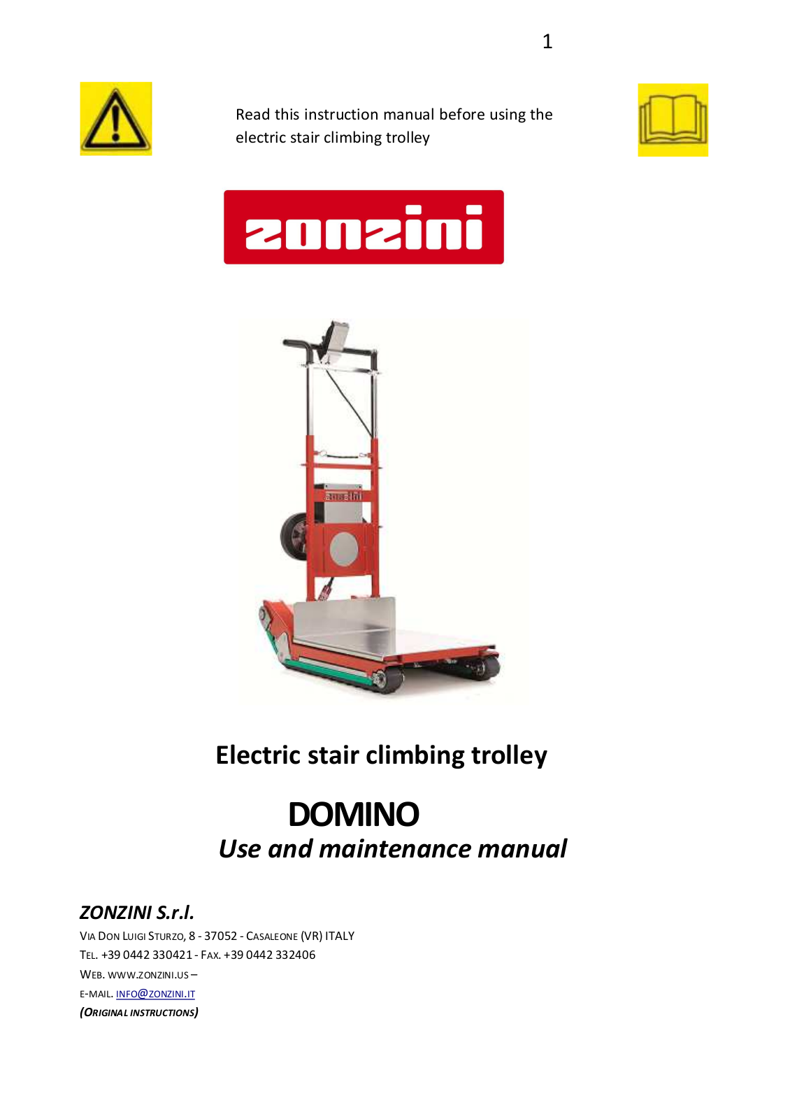 ZONZINI DOMINO Maintenance manual