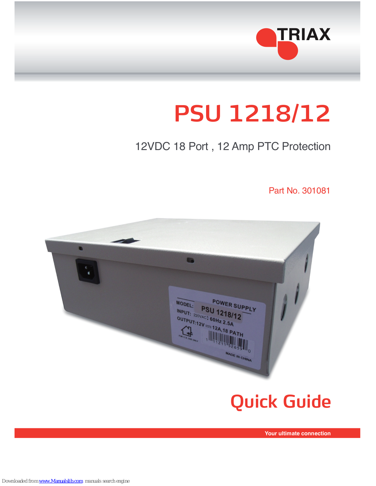 Triax PSU 1218/12 Quick Manual