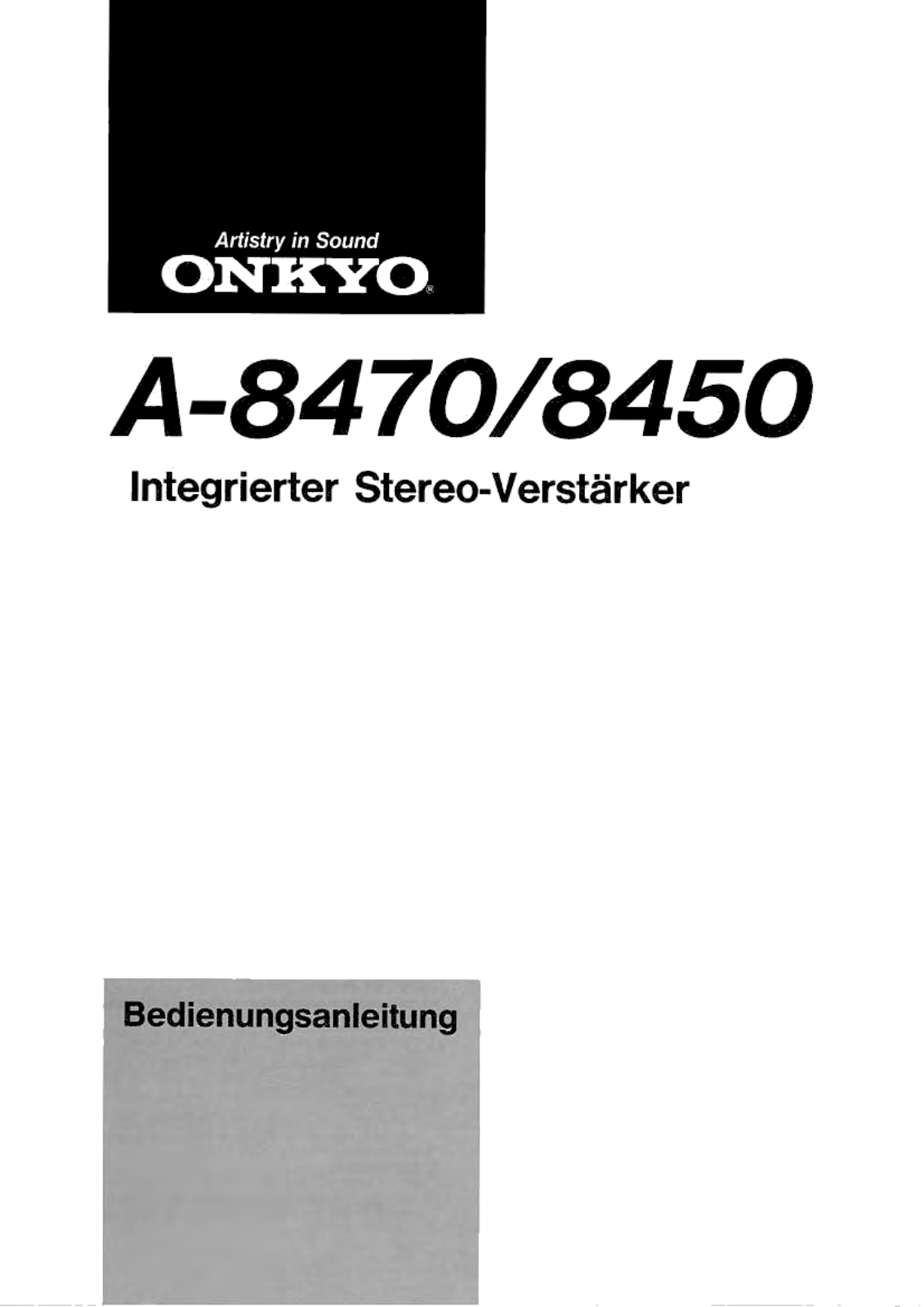 Onkyo A-8470, A-8450 Owners Manual