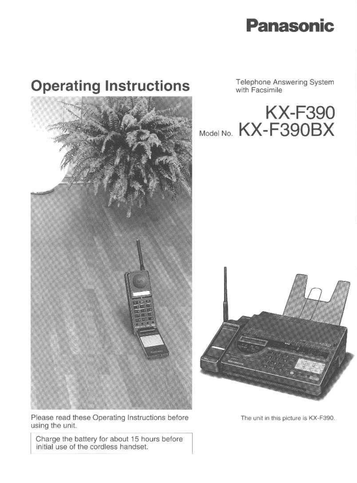 Panasonic KX-F390, KX-F390BX Operating Instruction