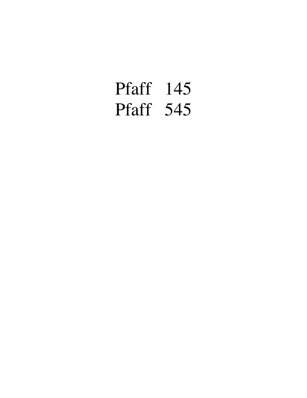 PFAFF 145, 545 Parts List
