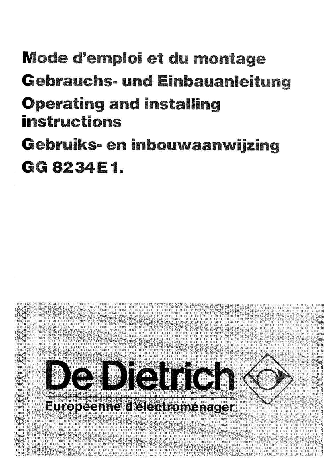 De dietrich GG8234E1, GG8234E4 User Manual