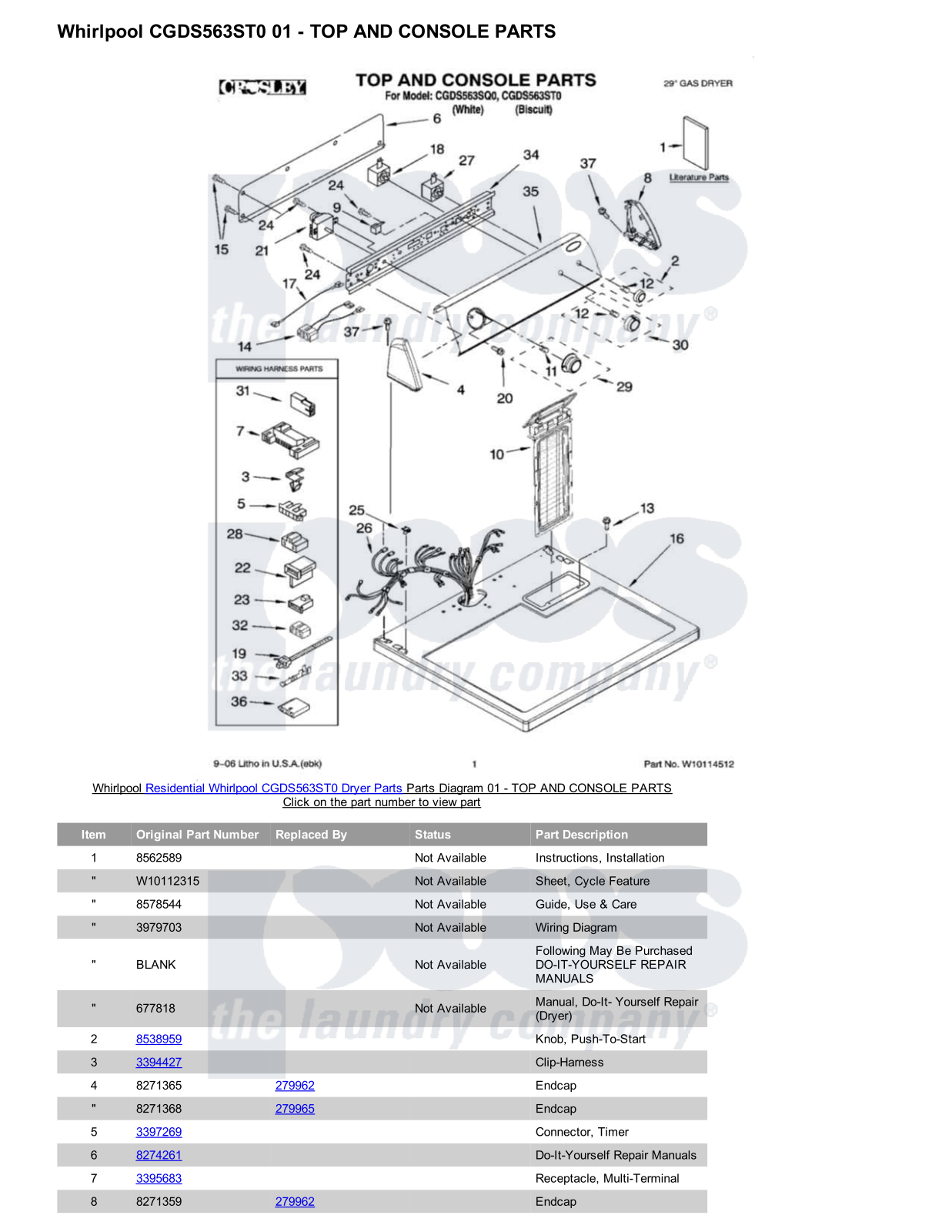Whirlpool CGDS563ST0 Parts Diagram