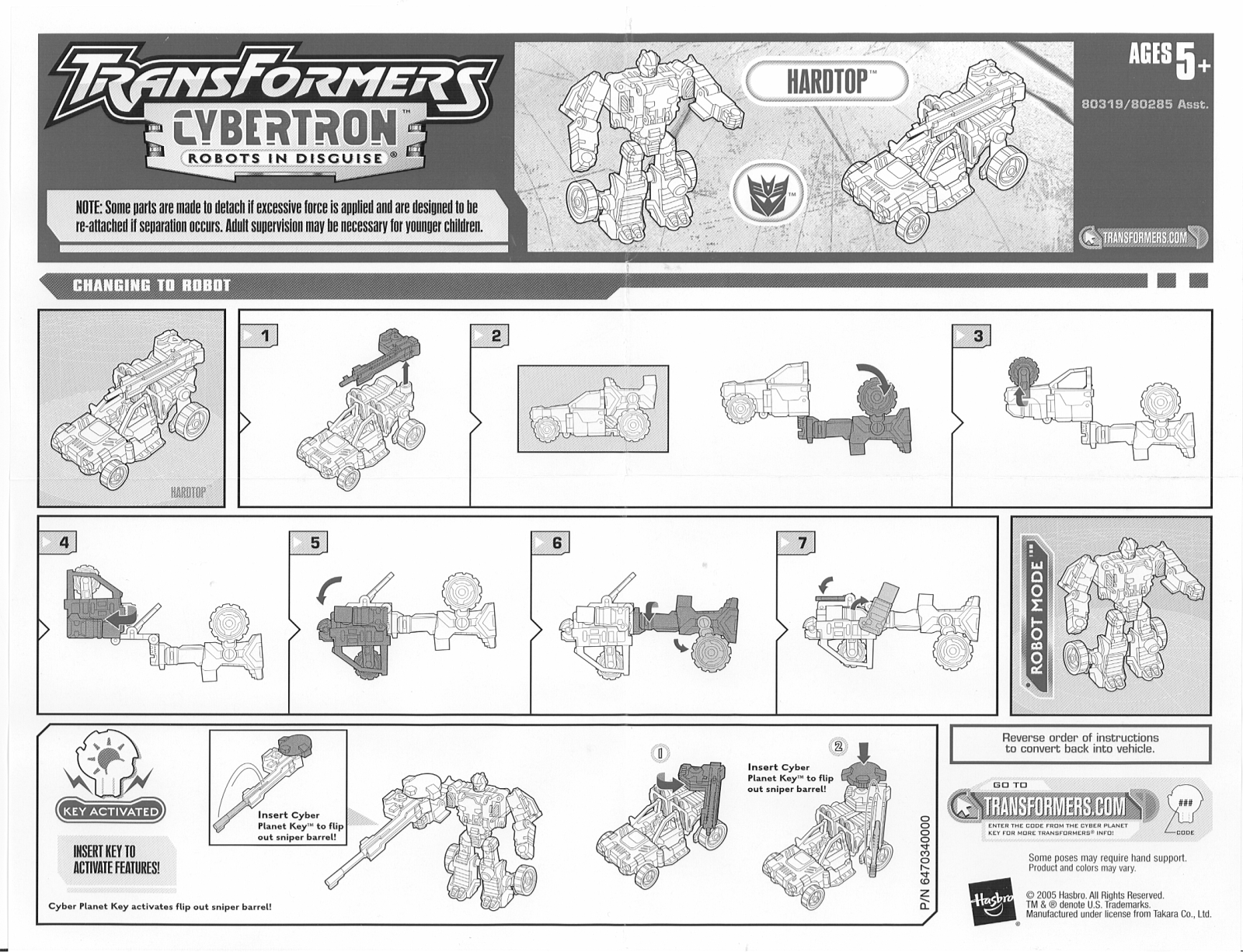 HASBRO Transformers Cybertron Hardtop User Manual