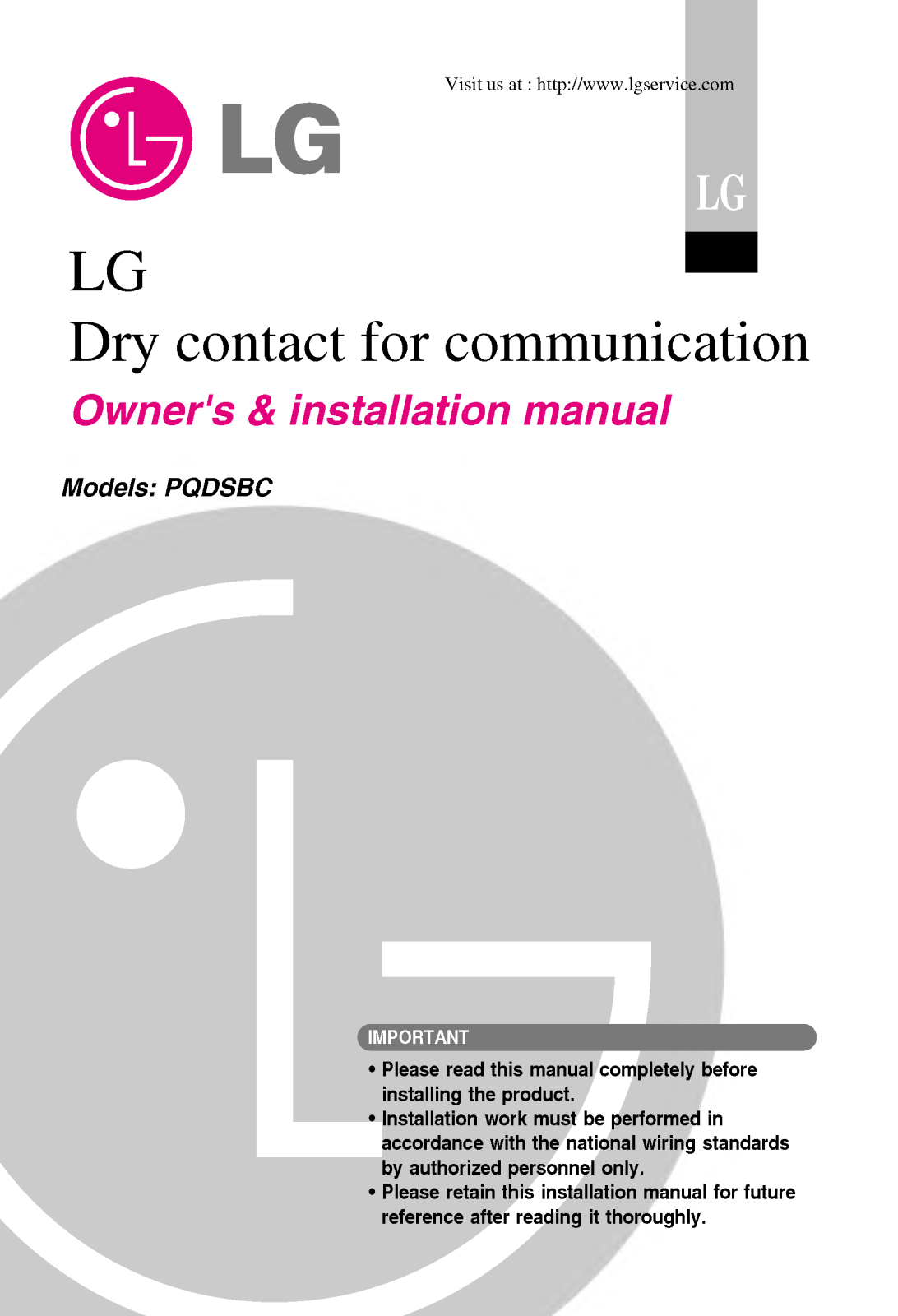 LG PQDSB User Manual