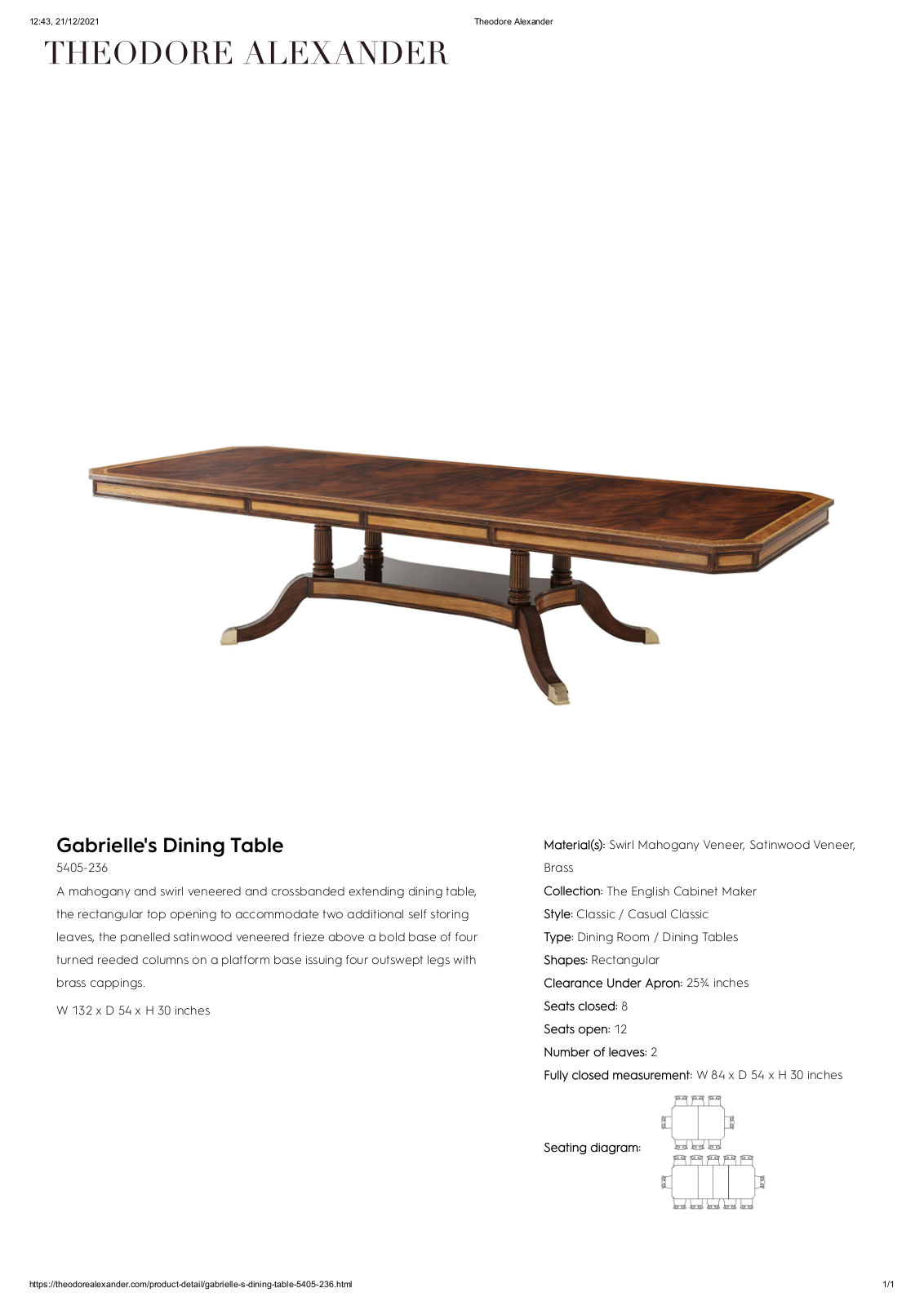 Theodore Alexander FPLJ1100 Specifications - ManualMachine.com