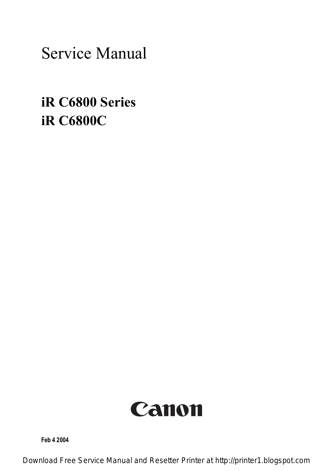 Canon iR C6800C Service Manual