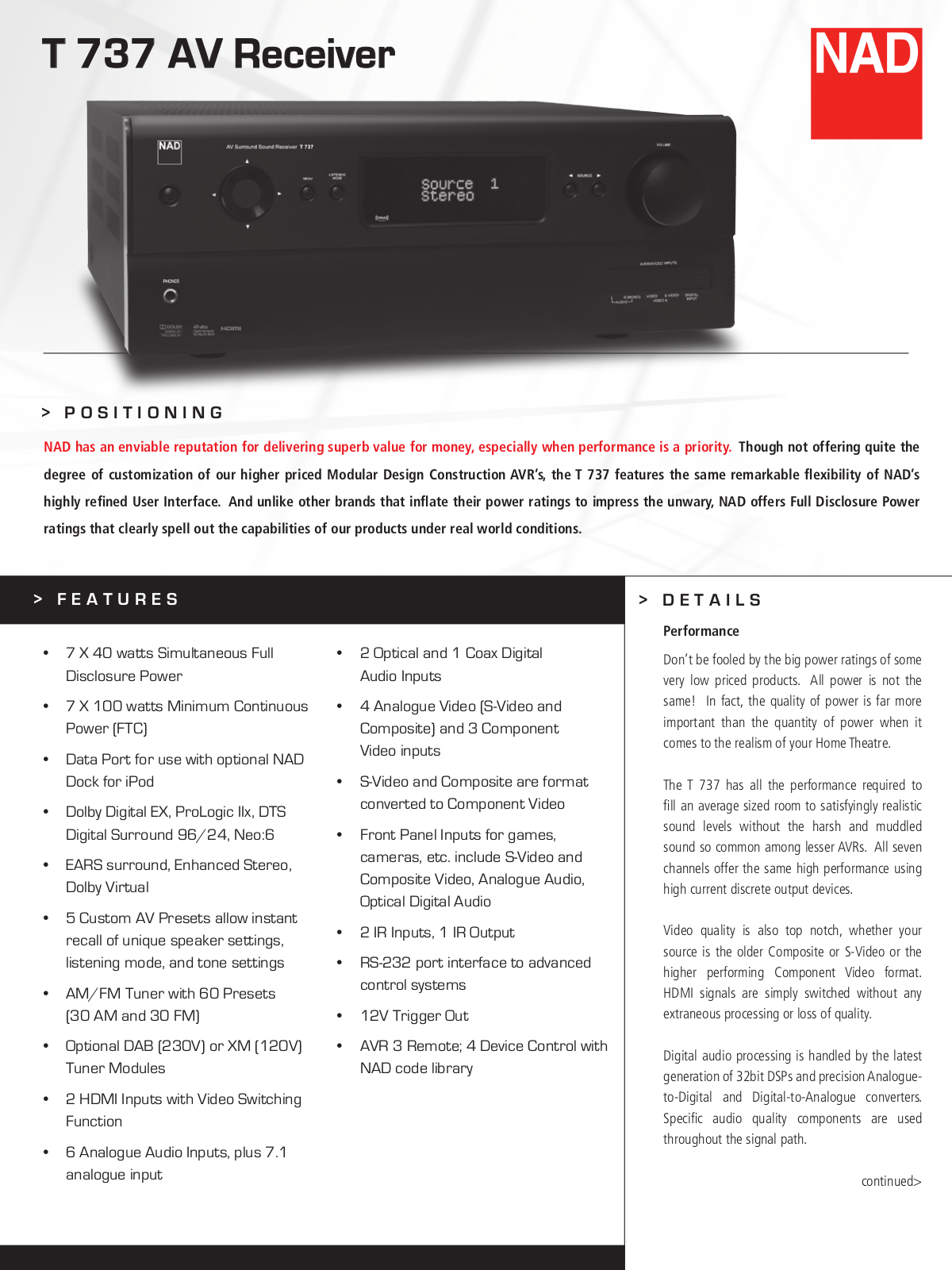 Nad T737 owners Manual