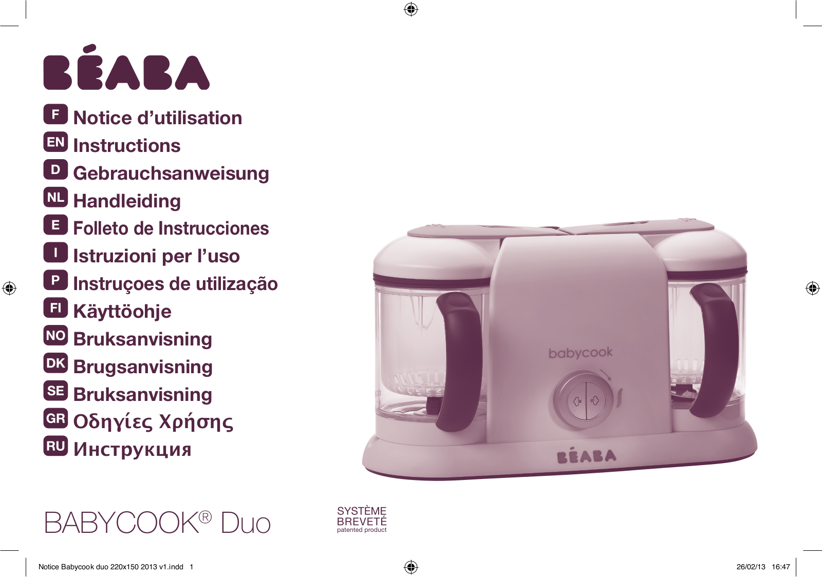 BEABA Babycook Duo User Manual