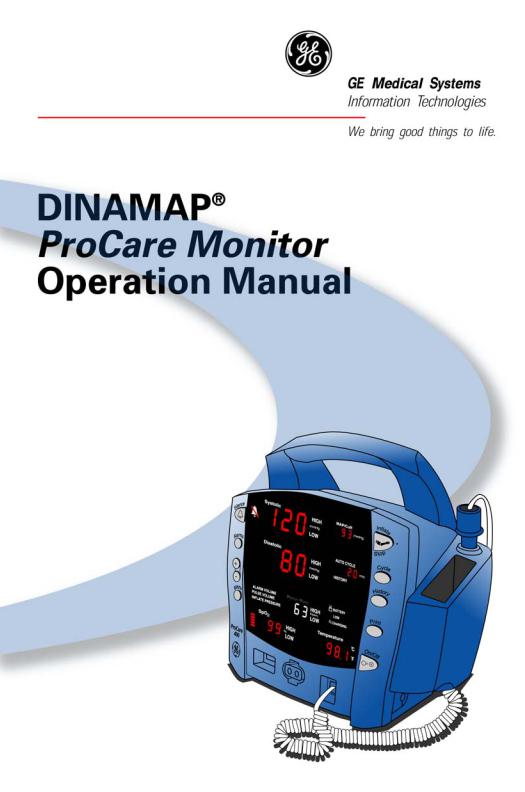 GE Dinamap ProCare User manual