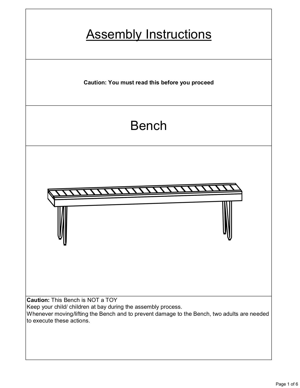 Union Rustic W005273576 Assembly Instructions - ManualMachine.com