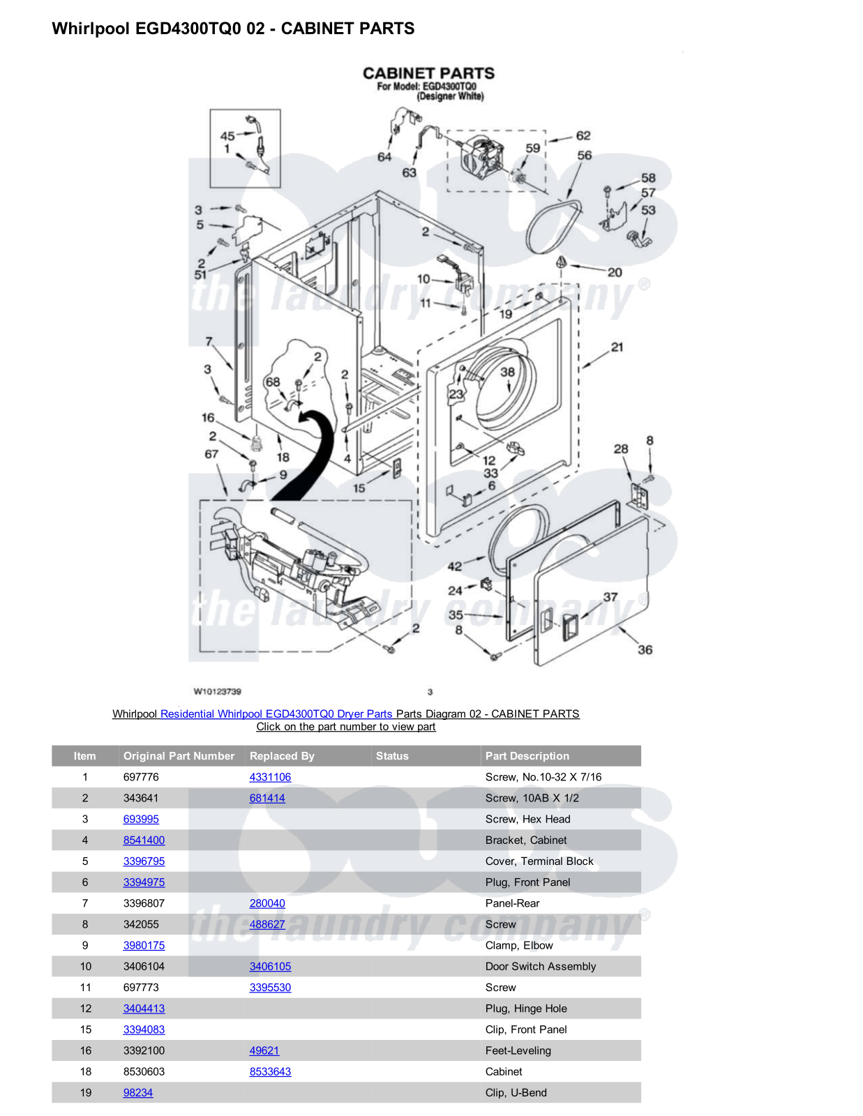 Whirlpool EGD4300TQ0 Parts Diagram