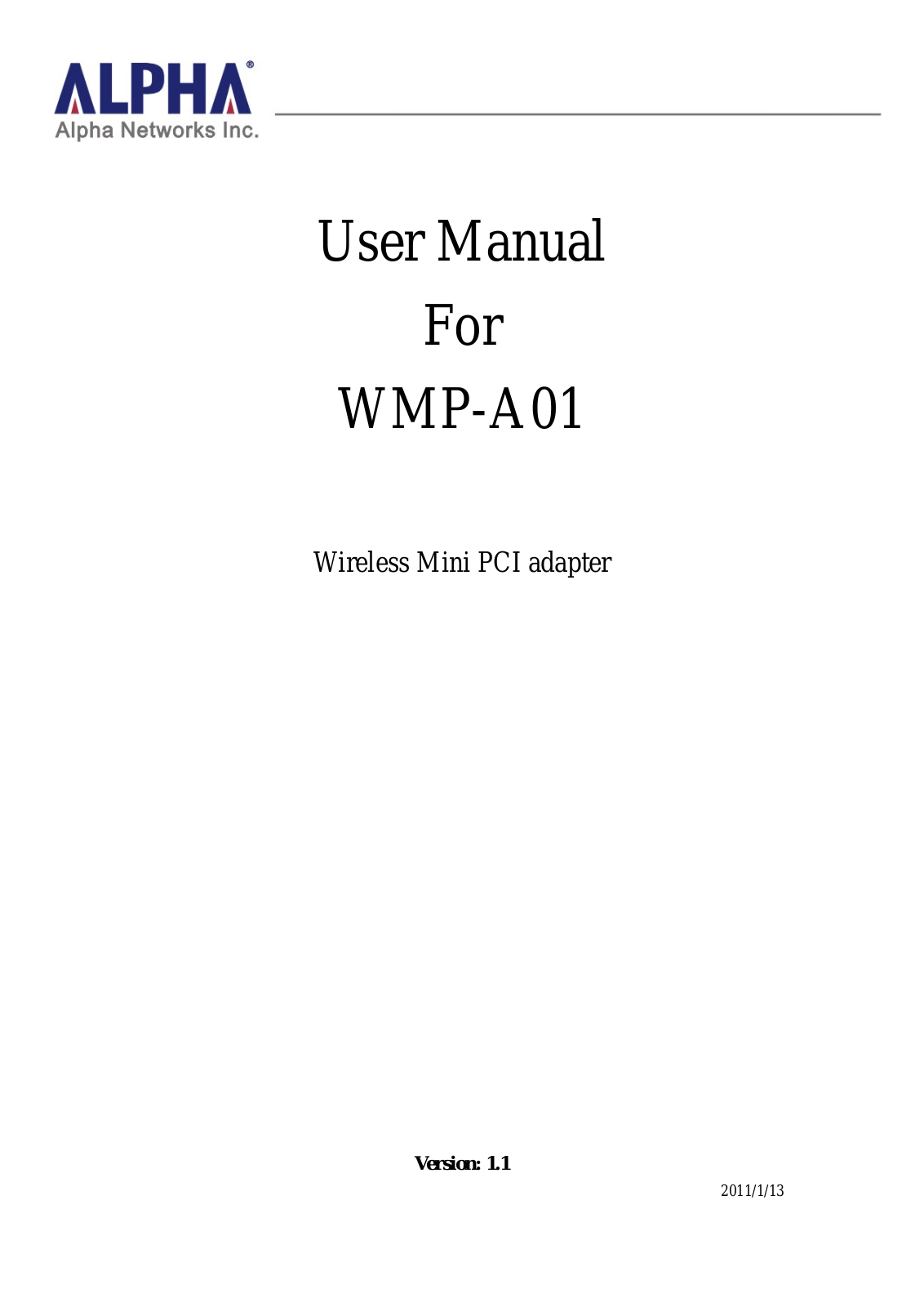 Alpha Networks WMPA01 user manual