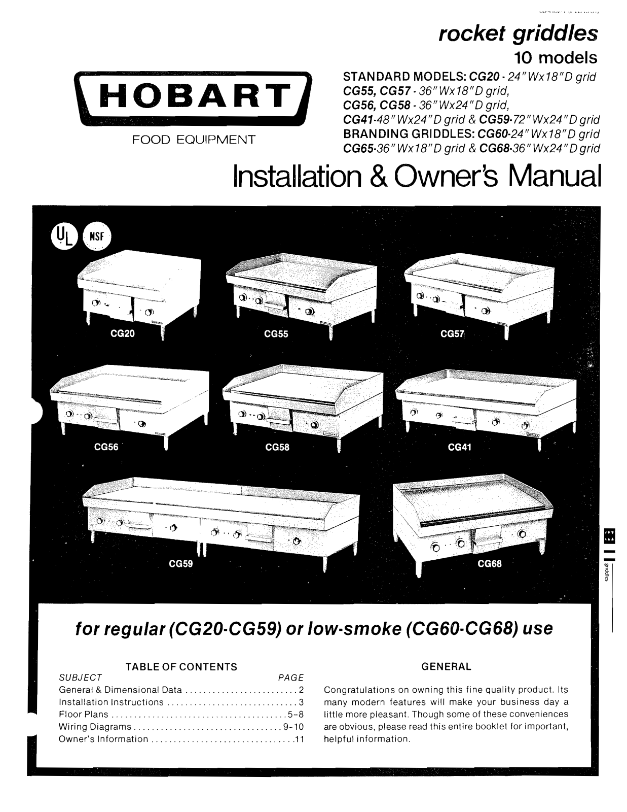 Hobart CG20, CG41, CG57, CG56, CG58 User Manual