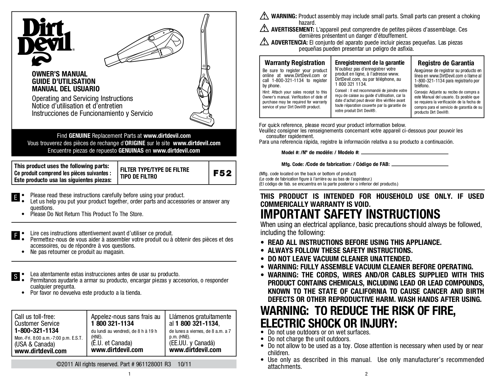 Dirt Devil BD20050 User Manual