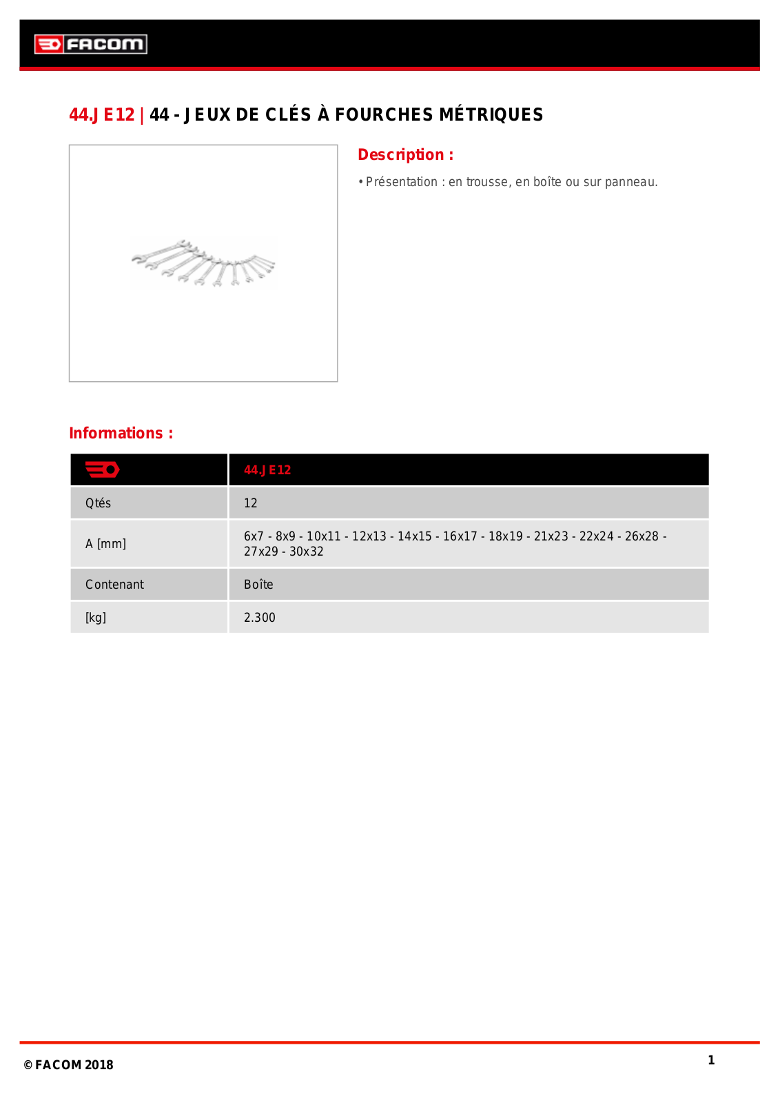 Facom 44.JE12 Specification - ManualMachine.com