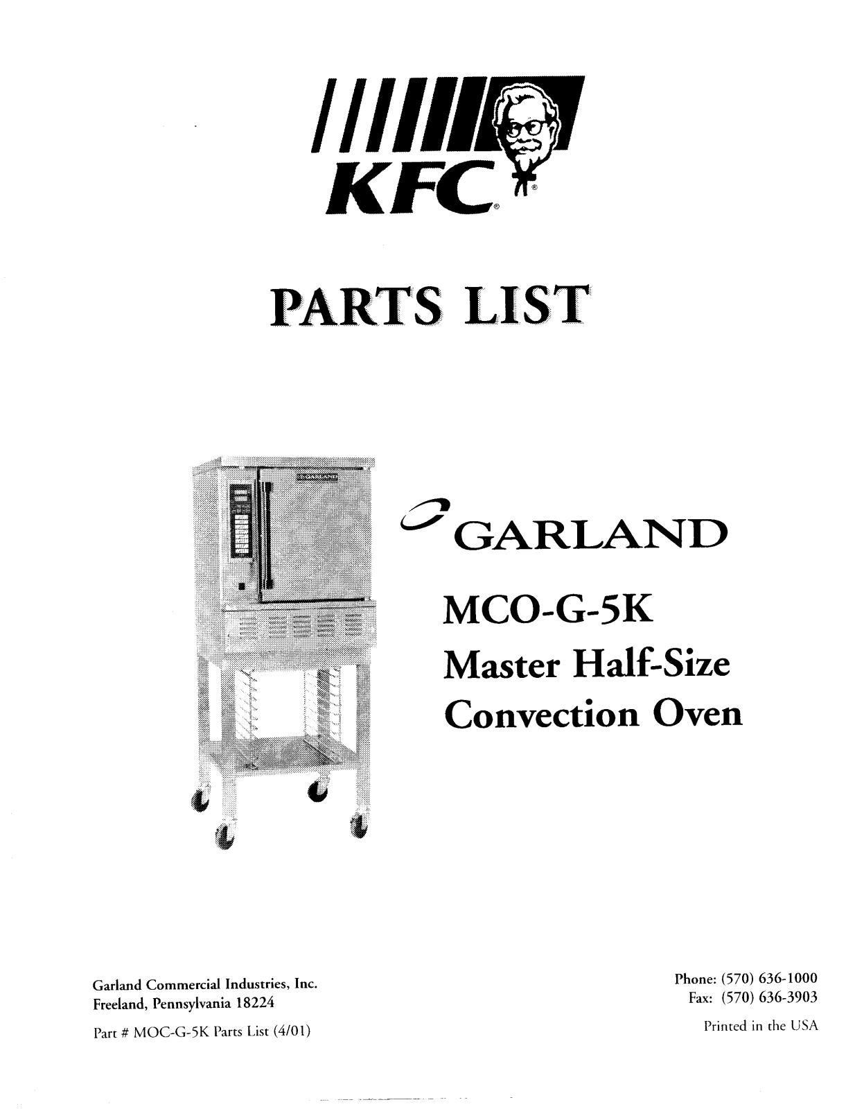 Garland MCO-G-5K Parts List