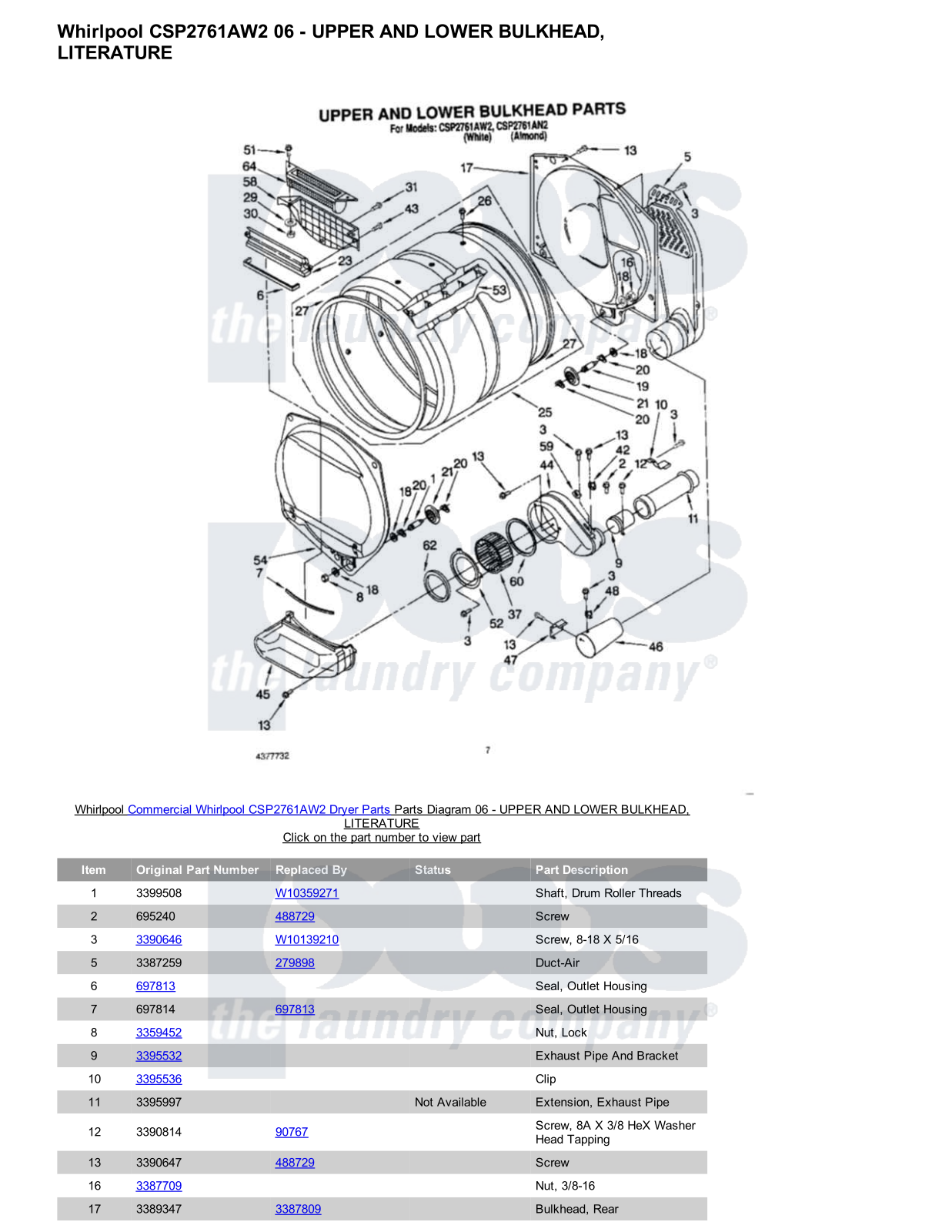 Whirlpool CSP2761AW2 Parts Diagram