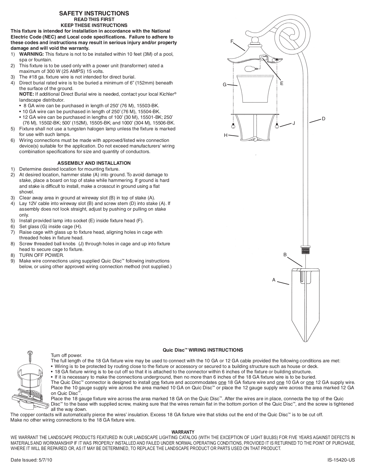 Kichler 15420 User Manual