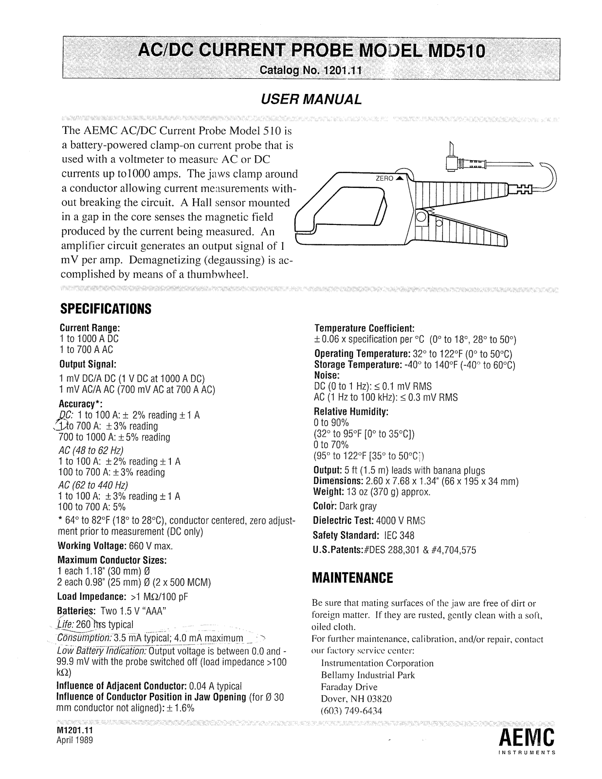 Aemc instruments MD510 User Manual