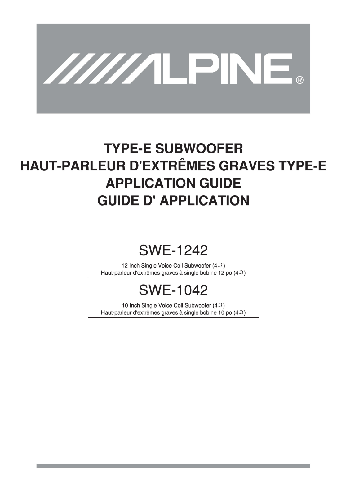 Alpine SWE-1242 User Manual