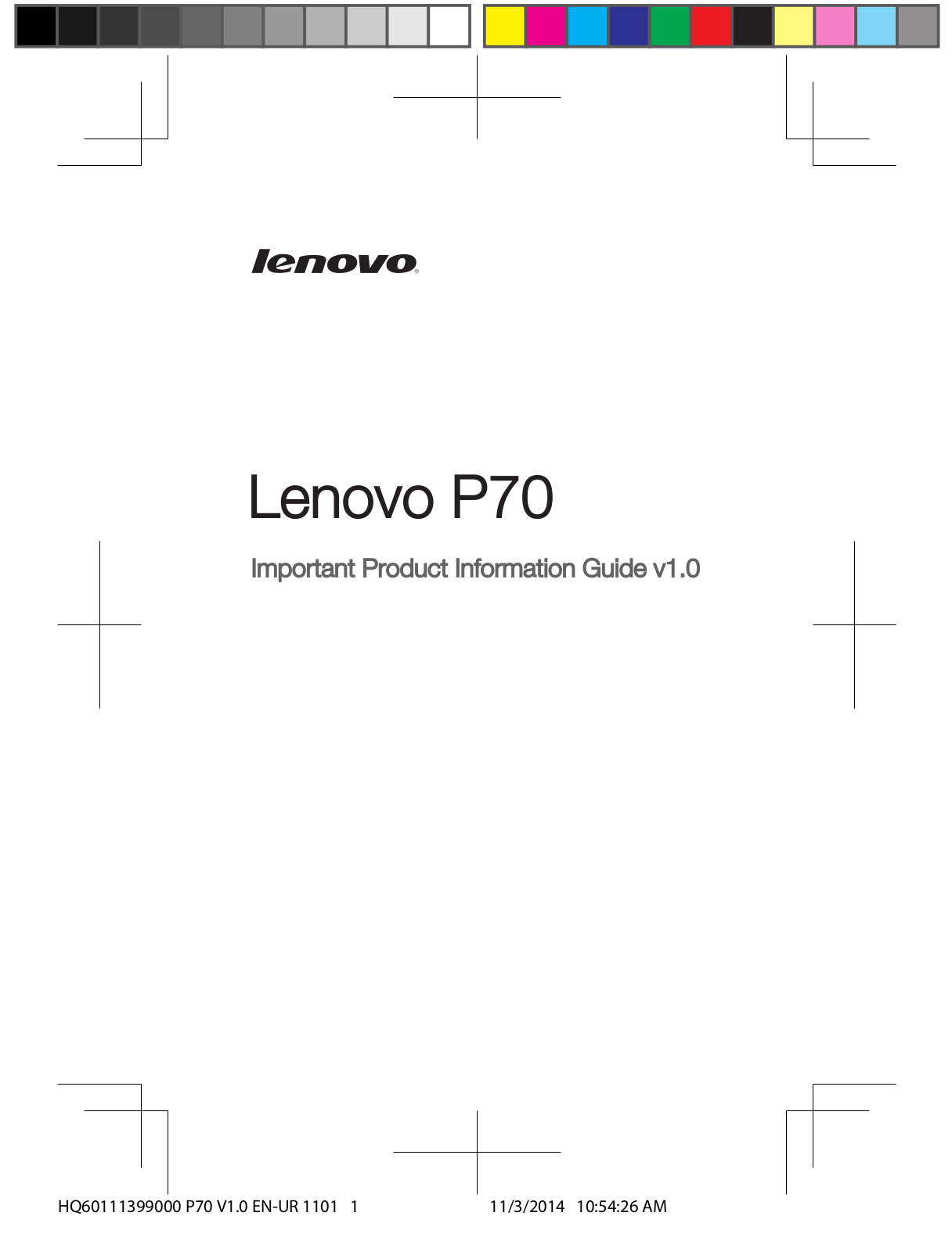 Lenovo P70 Important Product Information Guide