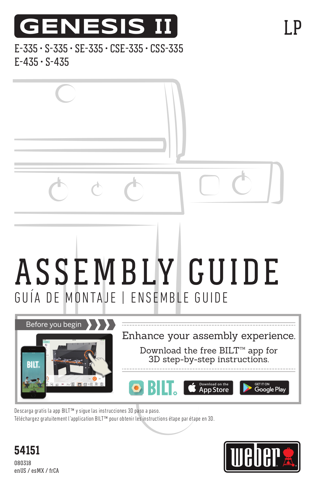 Weber E-335, S-335, SE-335, CSE-335, CSS-335 ASSEMBLY GUIDE