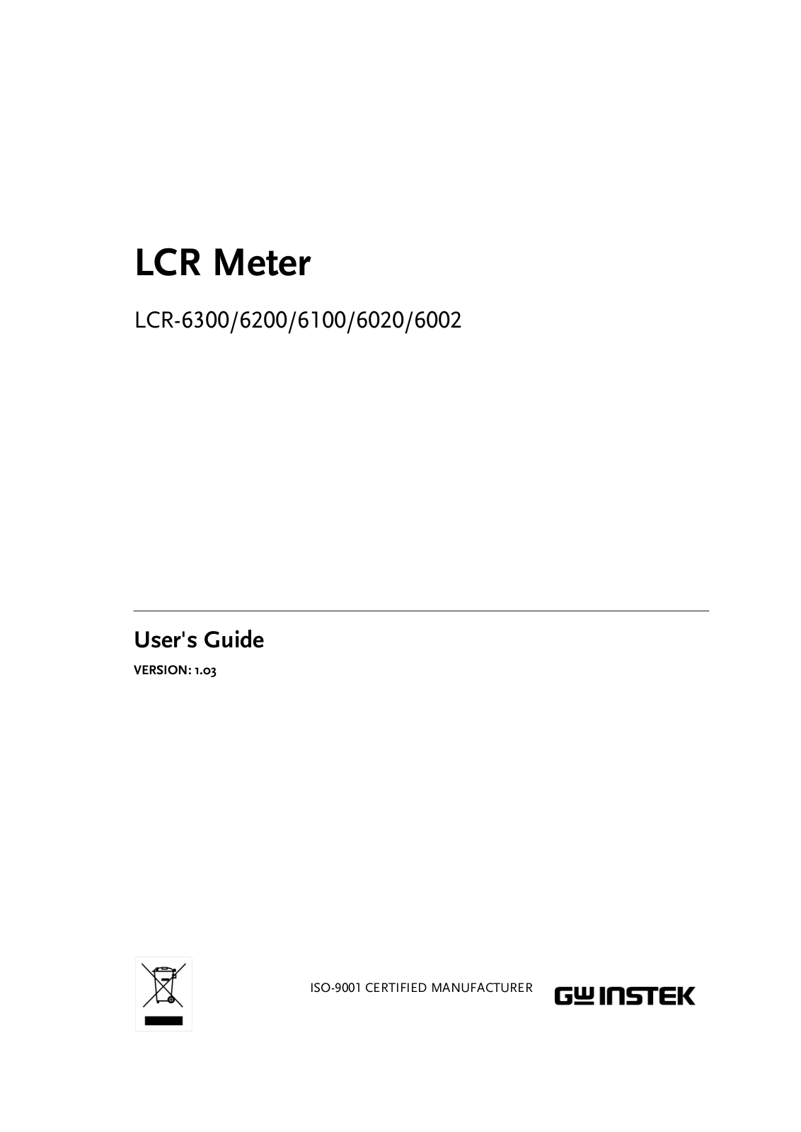 GW Instek LCR-6300, LCR-6200, LCR-6020, LCR-6002, LCR-6100 User Manual