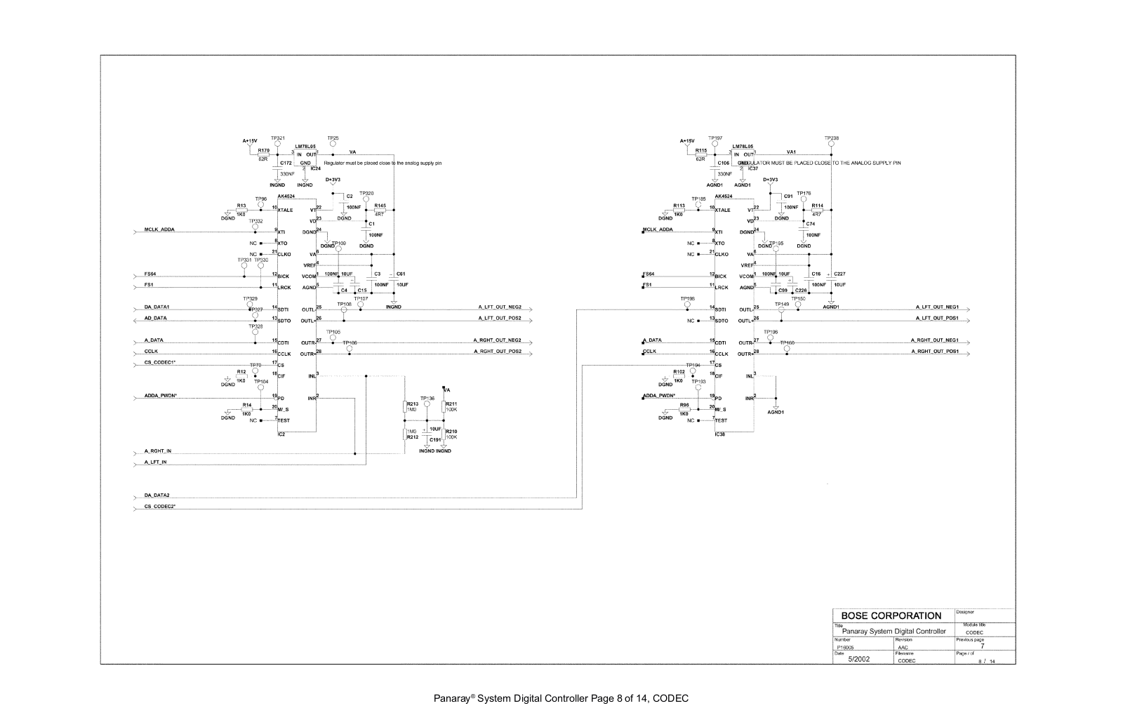 BOSE 8 14SD Schematic