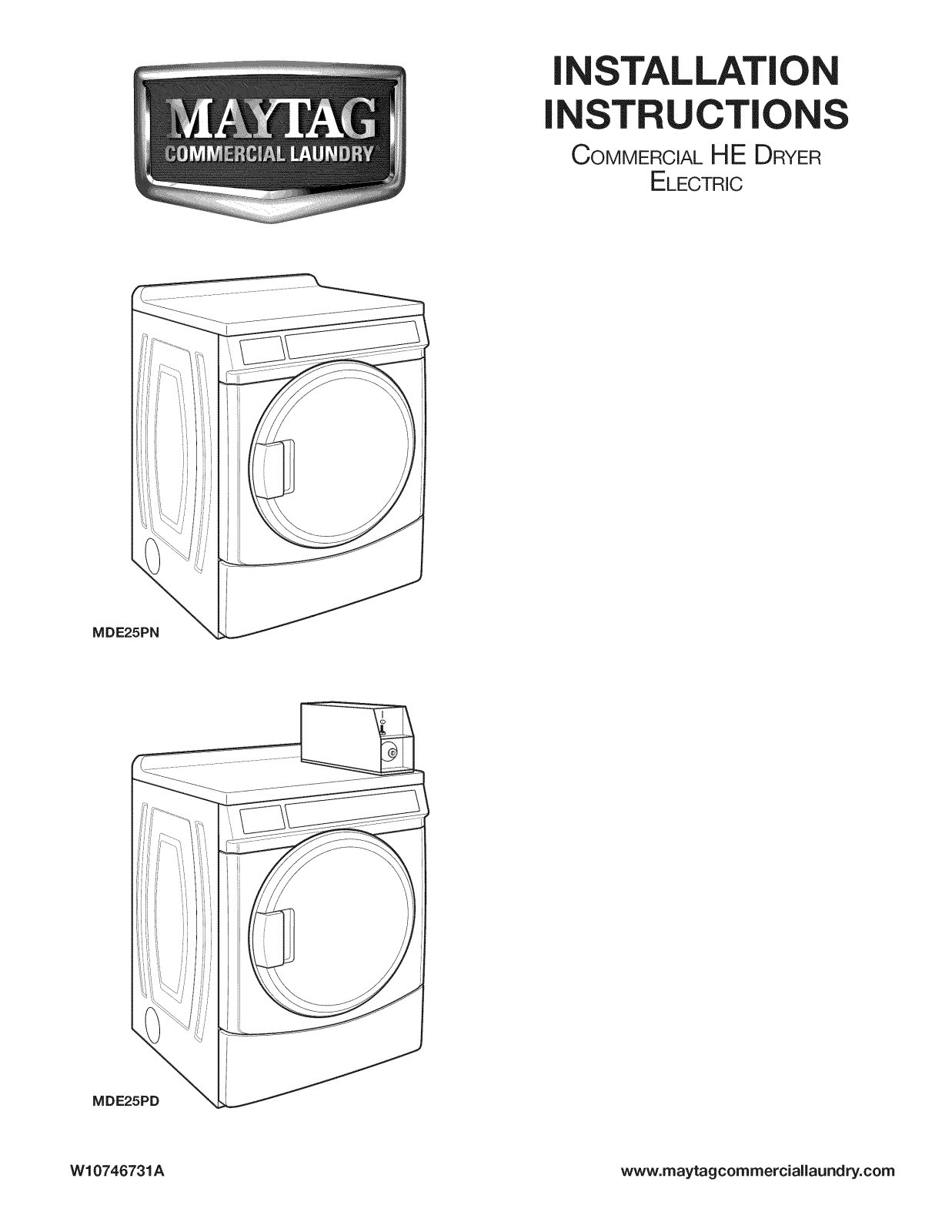 Maytag MDE25PDBGW0 Installation Guide