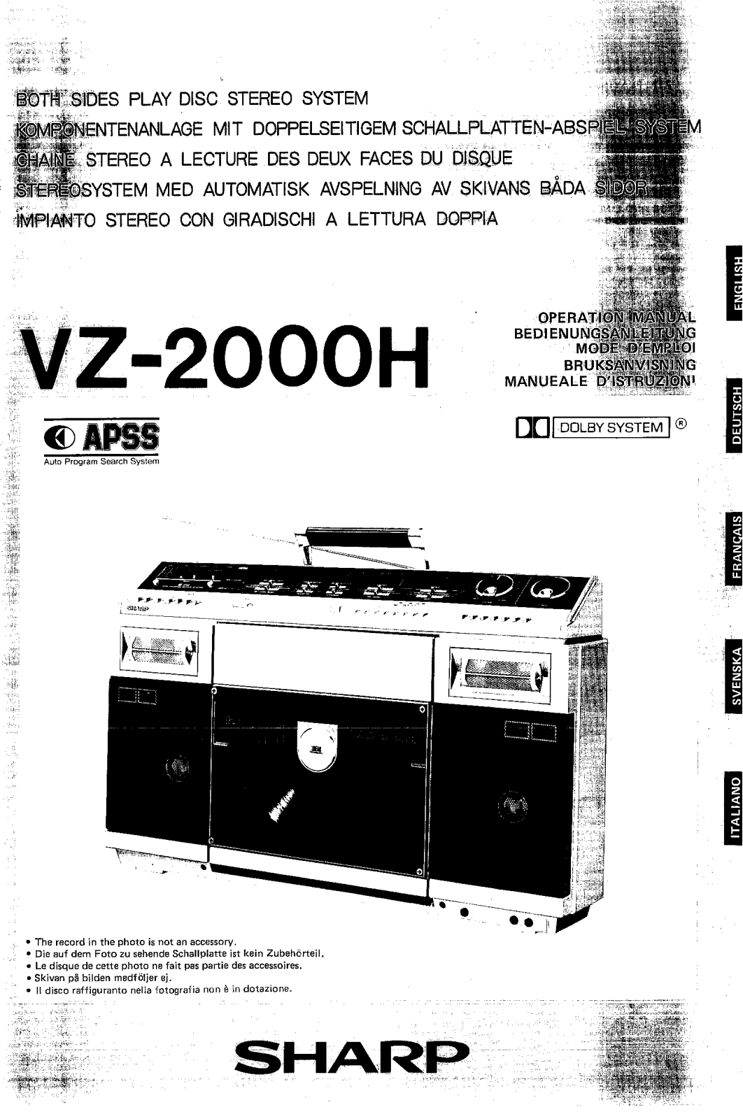 Sharp VZ-2000H User Manual