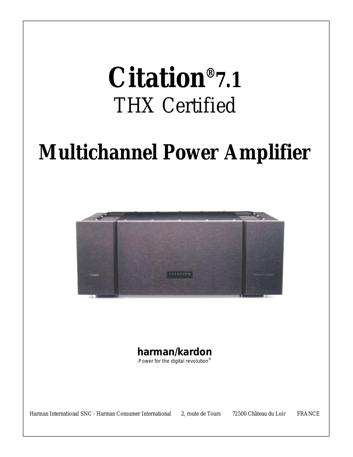 Harman Kardon Citation 7.1 Service manual