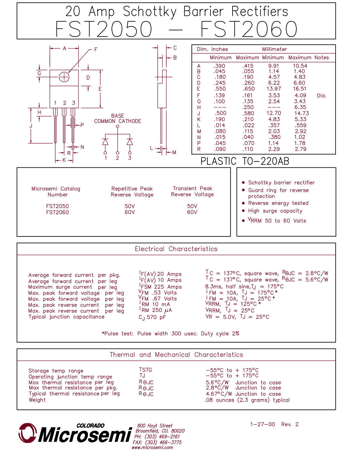 Microsemi Corporation FST2060, FST2050 Datasheet