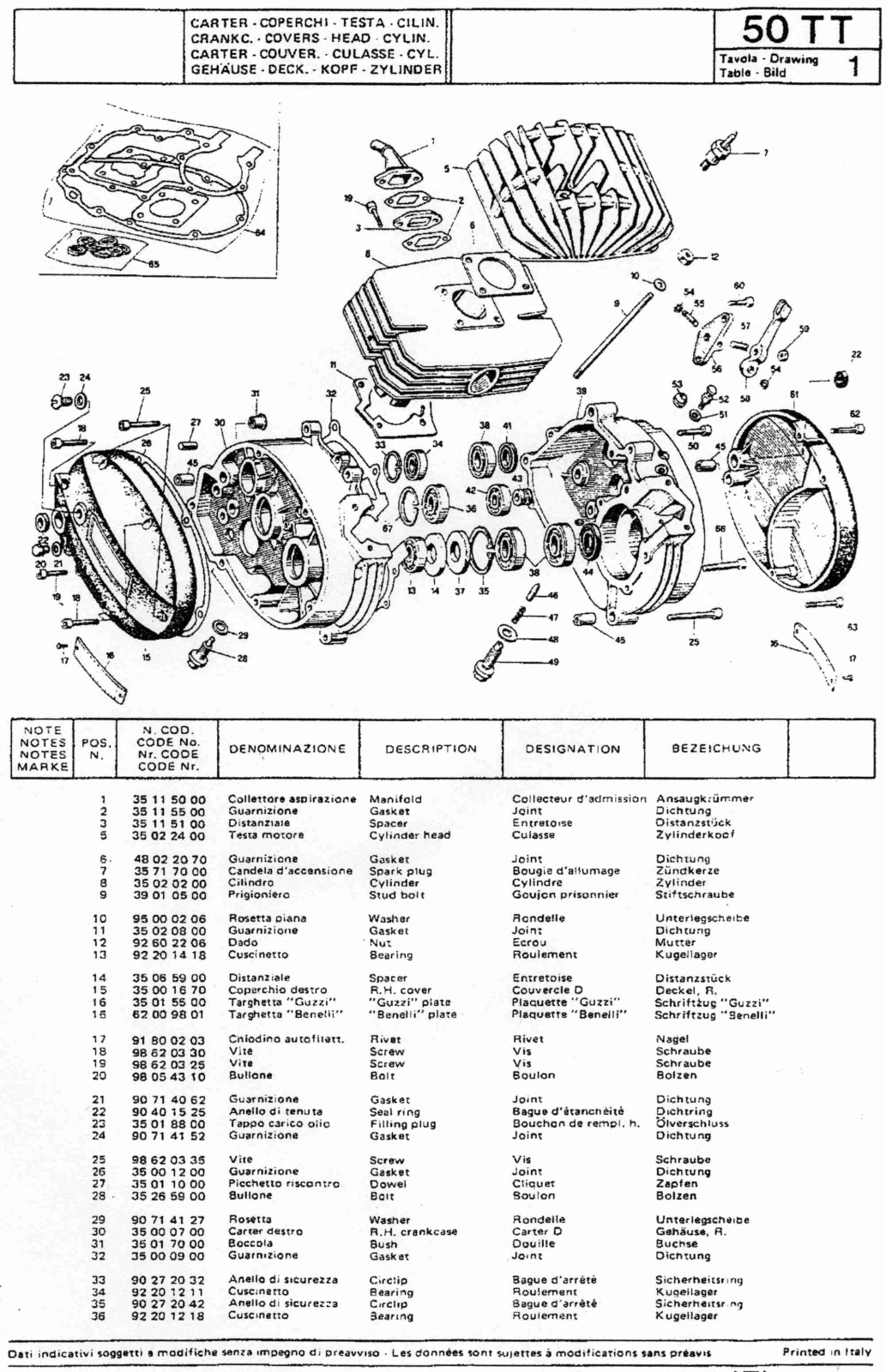 Moto Guzzi 50 TT 1949-2008 Parts List