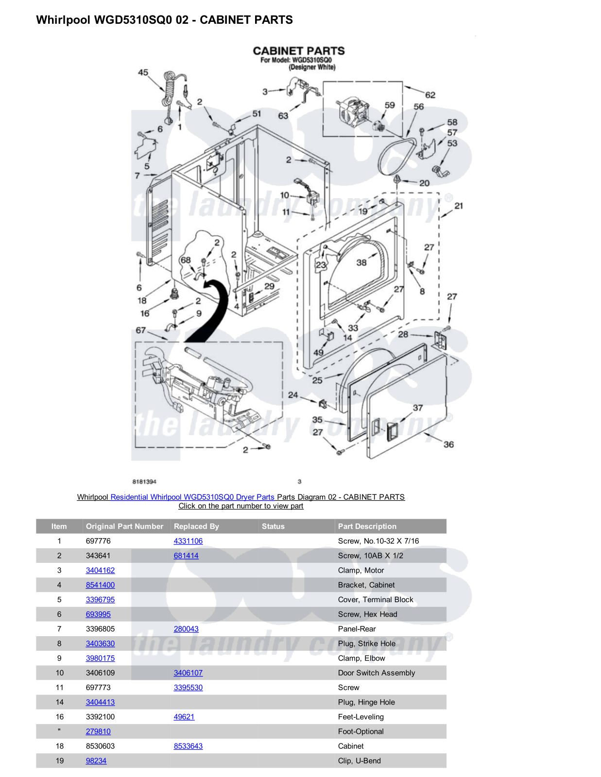 Whirlpool WGD5310SQ0 Parts Diagram