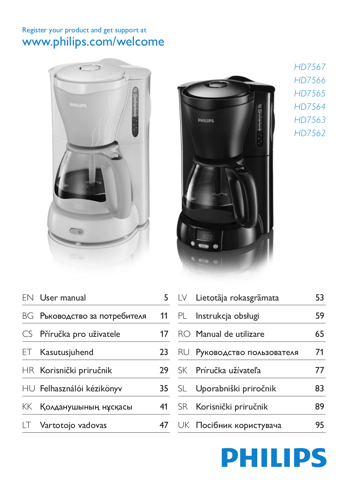 Philips HD7567, HD7566, HD7565, HD7564, HD7563 Quick start guide