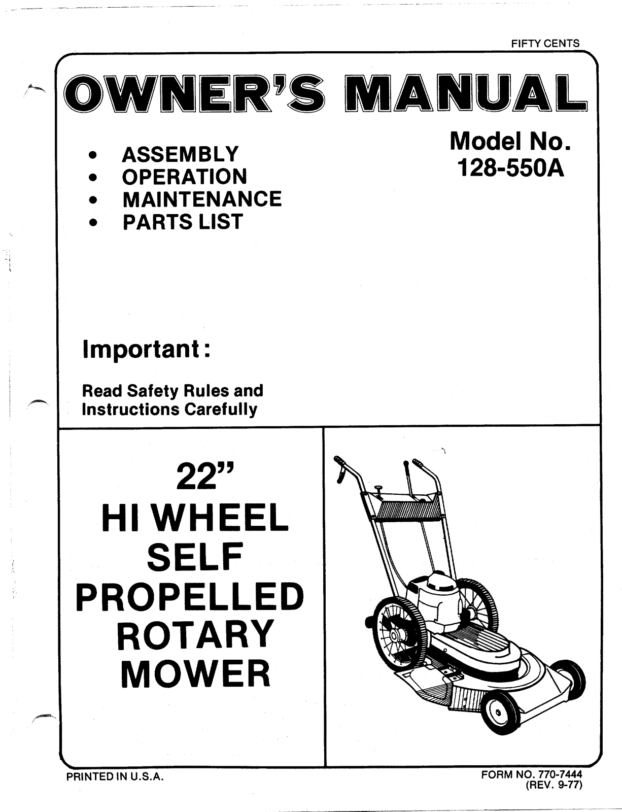 Mtd 128-550a user Manual