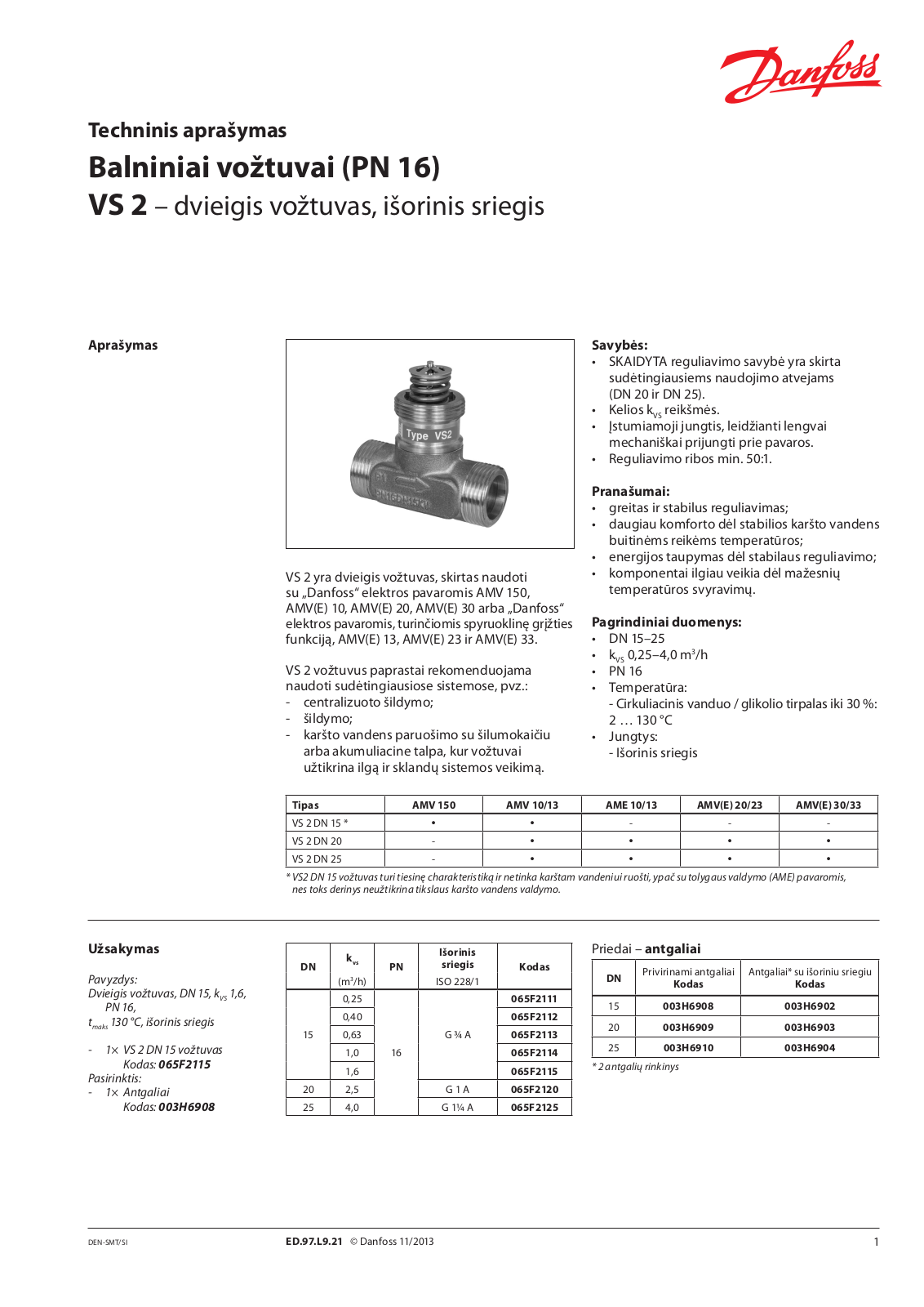 Danfoss VS 2 Data sheet