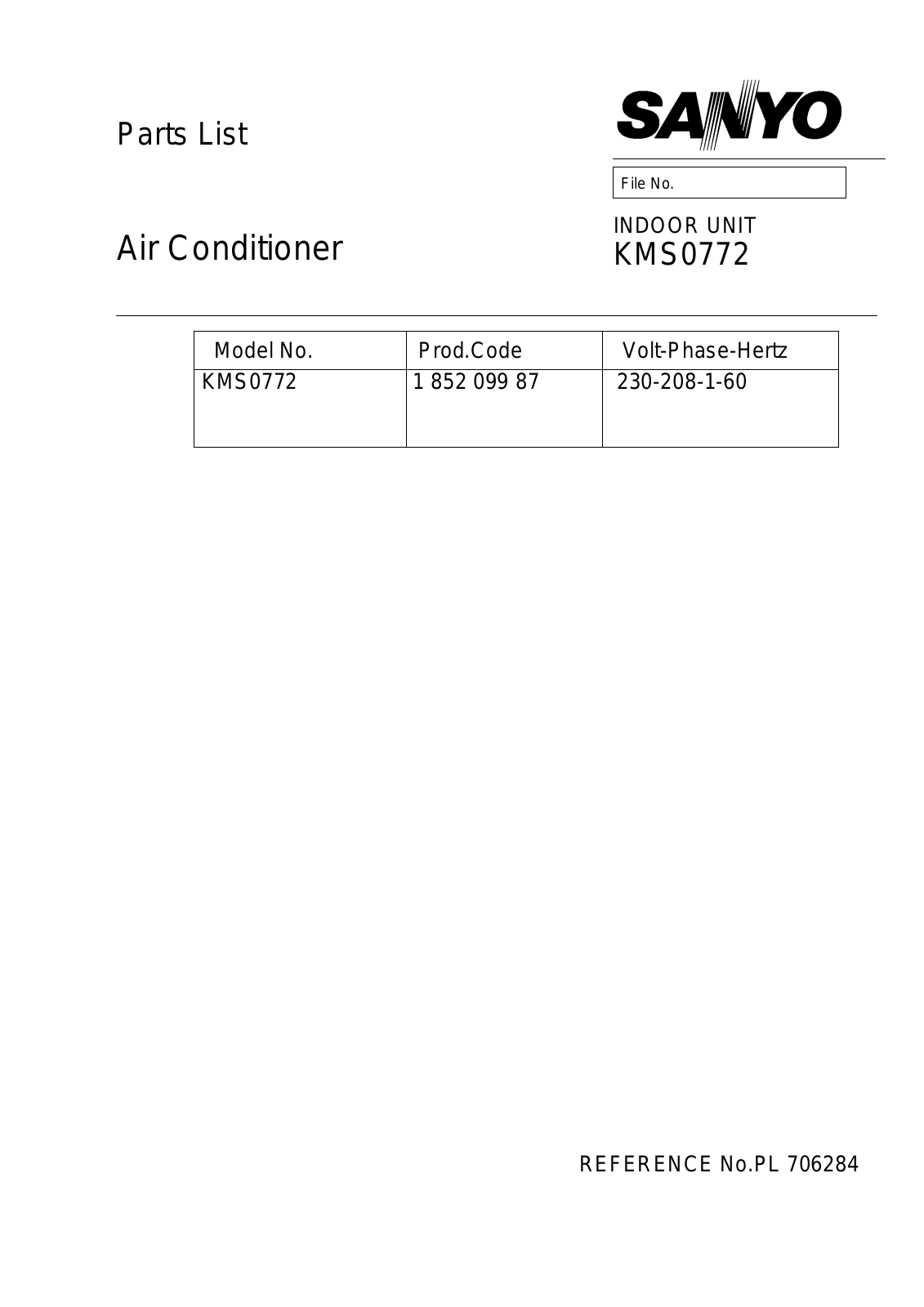 Sanyo KMS0772 User Manual