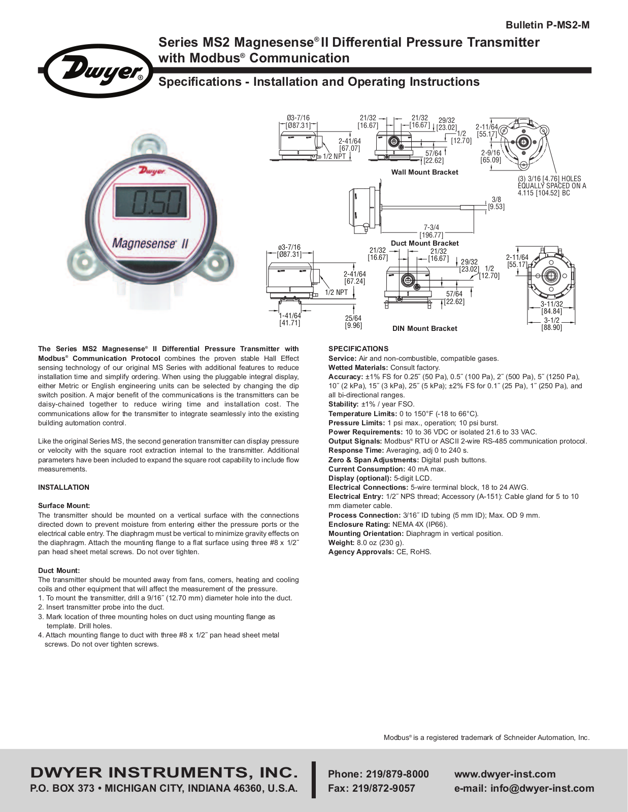 Dwyer MS2-M User Manual