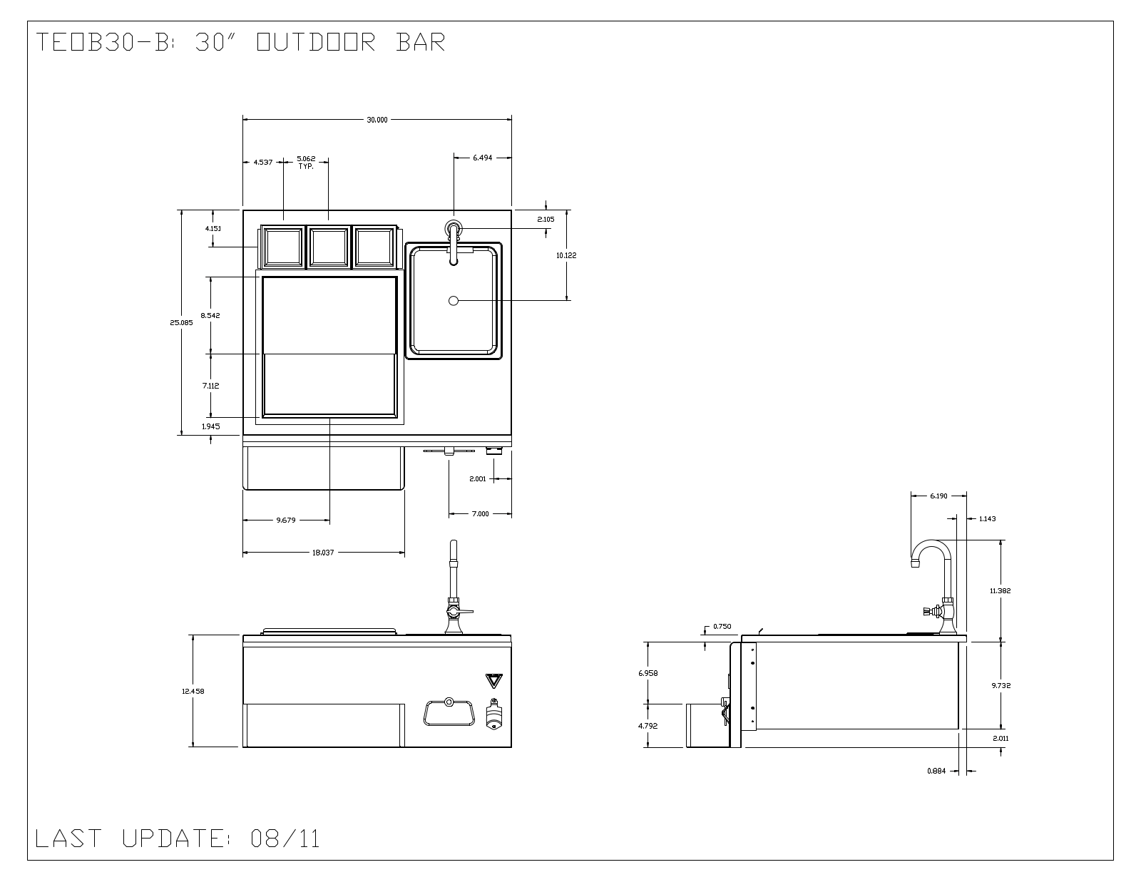 Twin Eagles TEOB30B Technical Drawing