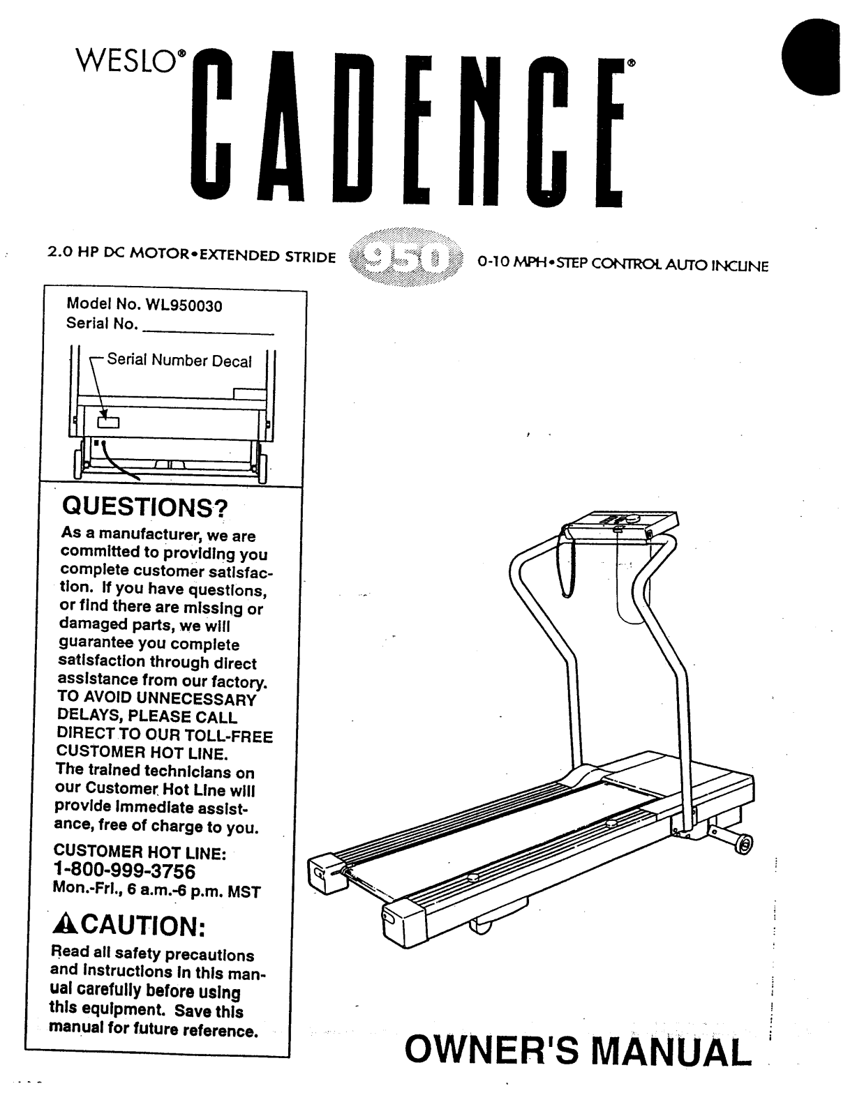 Weslo WL950030 Owner's Manual