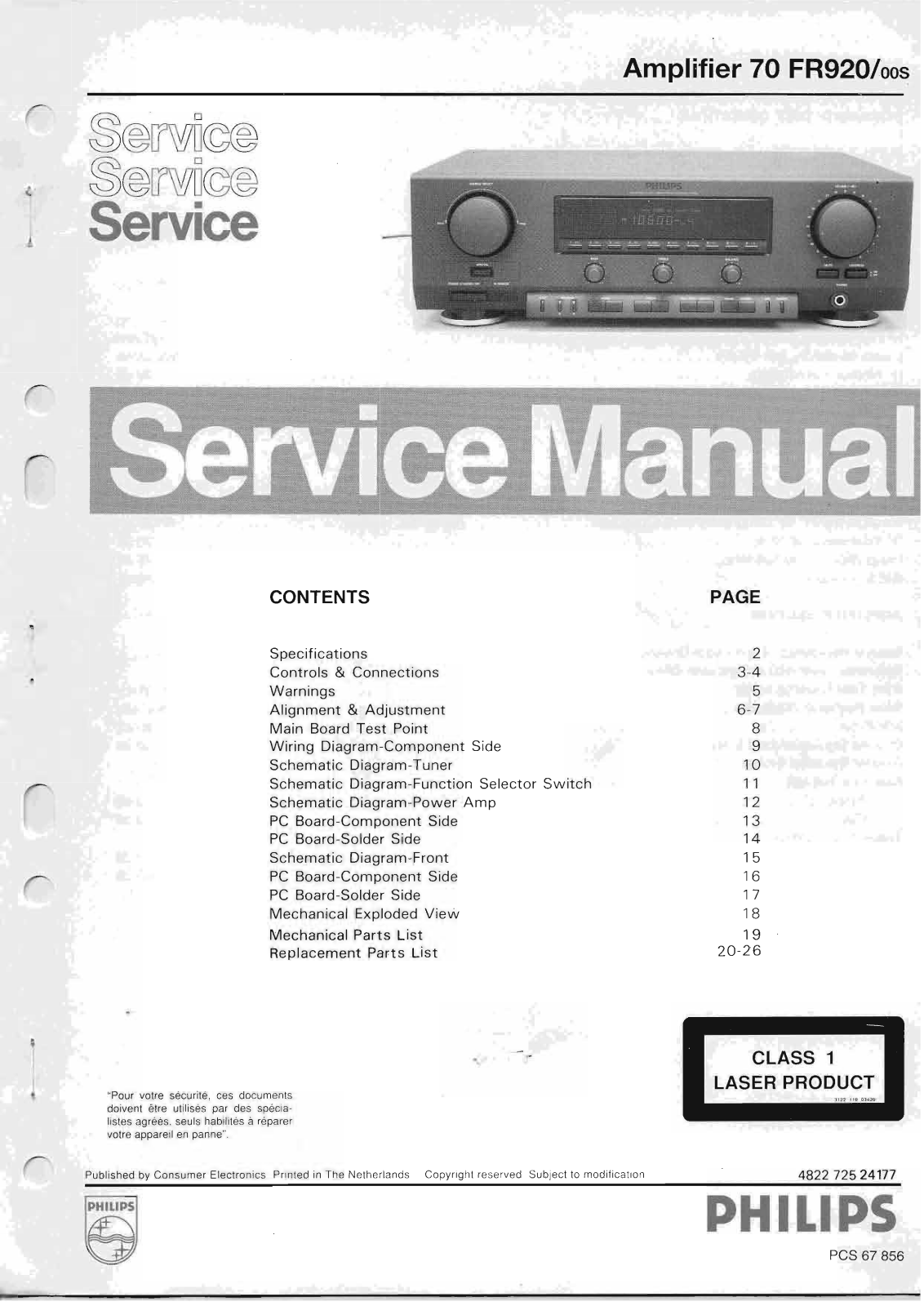 Philips FR-920 Service Manual