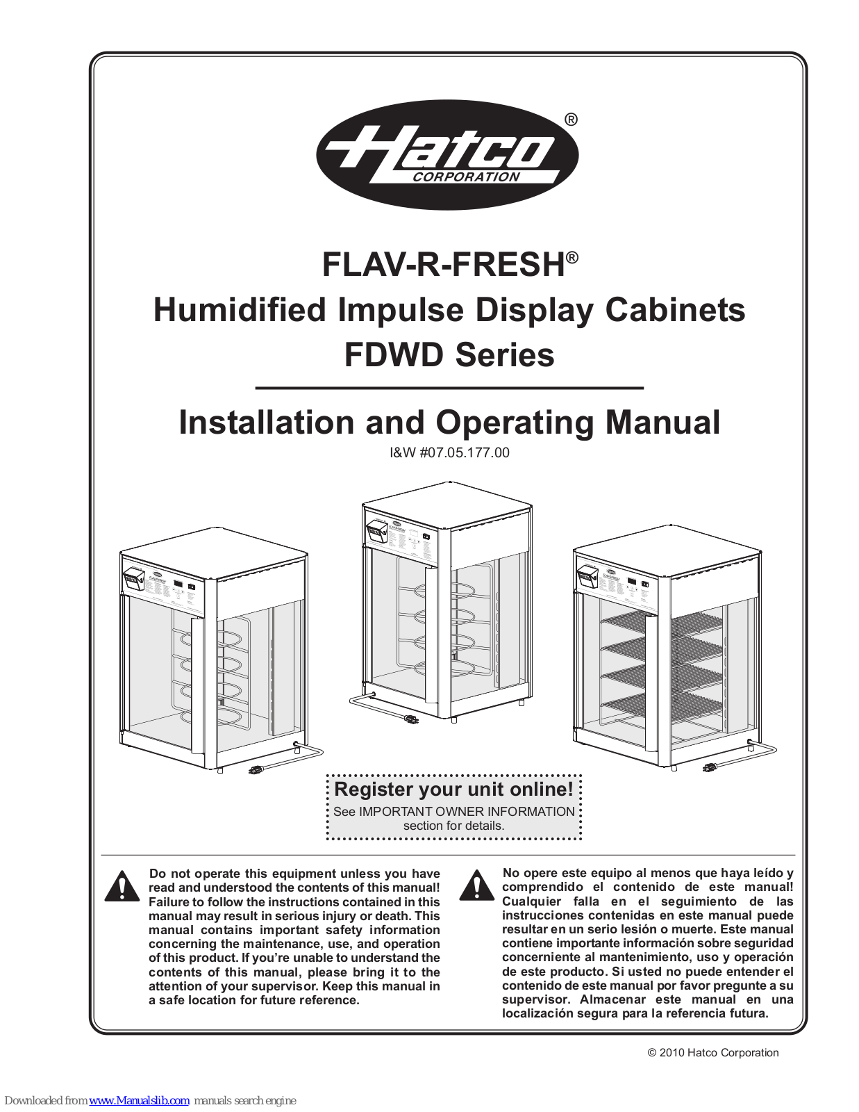 Hatco FDWD-12-2X, FDWD-12 Installation And Operating Manual