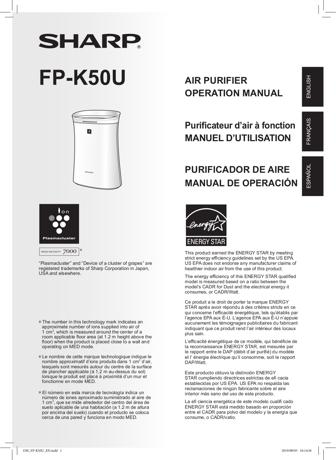 Sharp FP-K50U Operation Manual