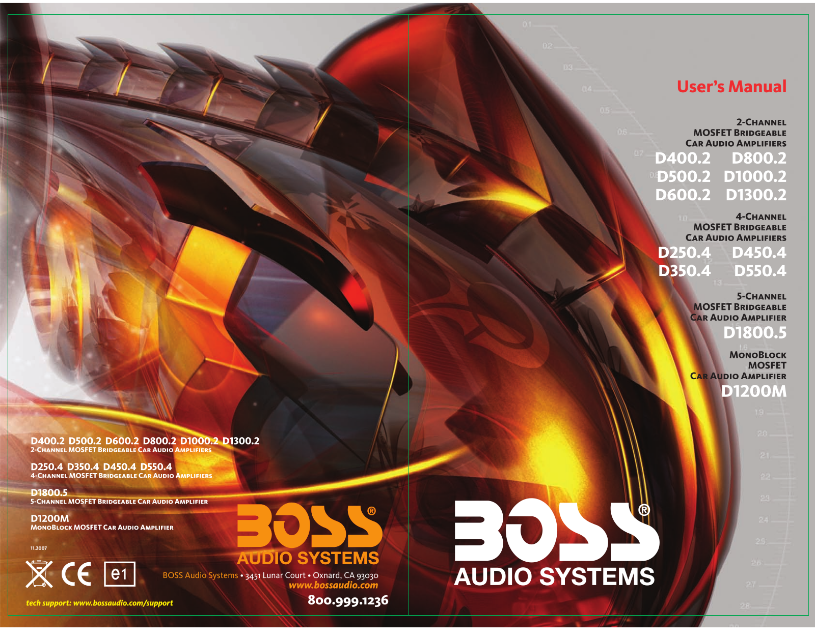 Boss Audio D500.2, D600.2, D800.2, D1000.2, D1300.2 Owner's Manual